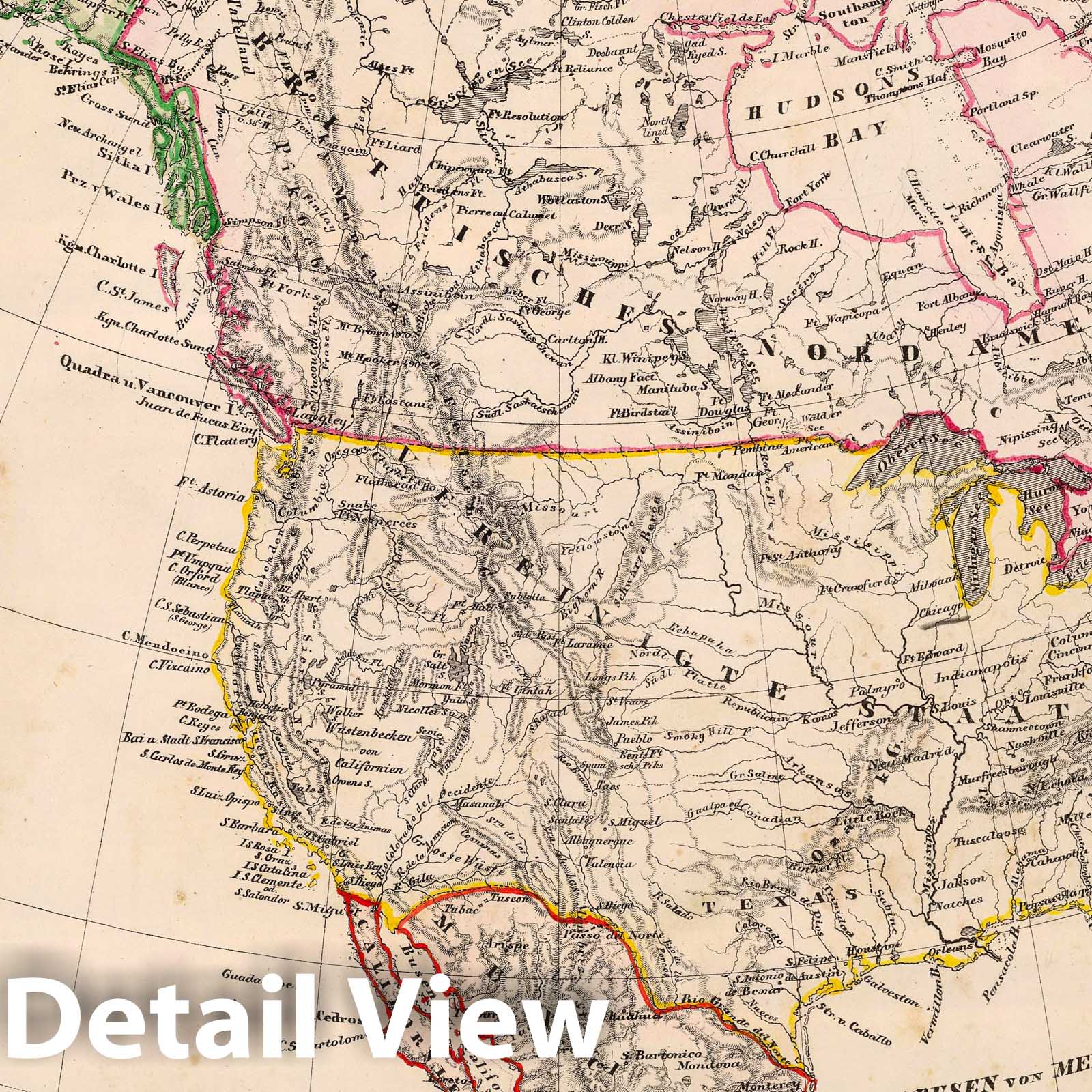 Historic Map : 1855 Nord America. - Vintage Wall Art