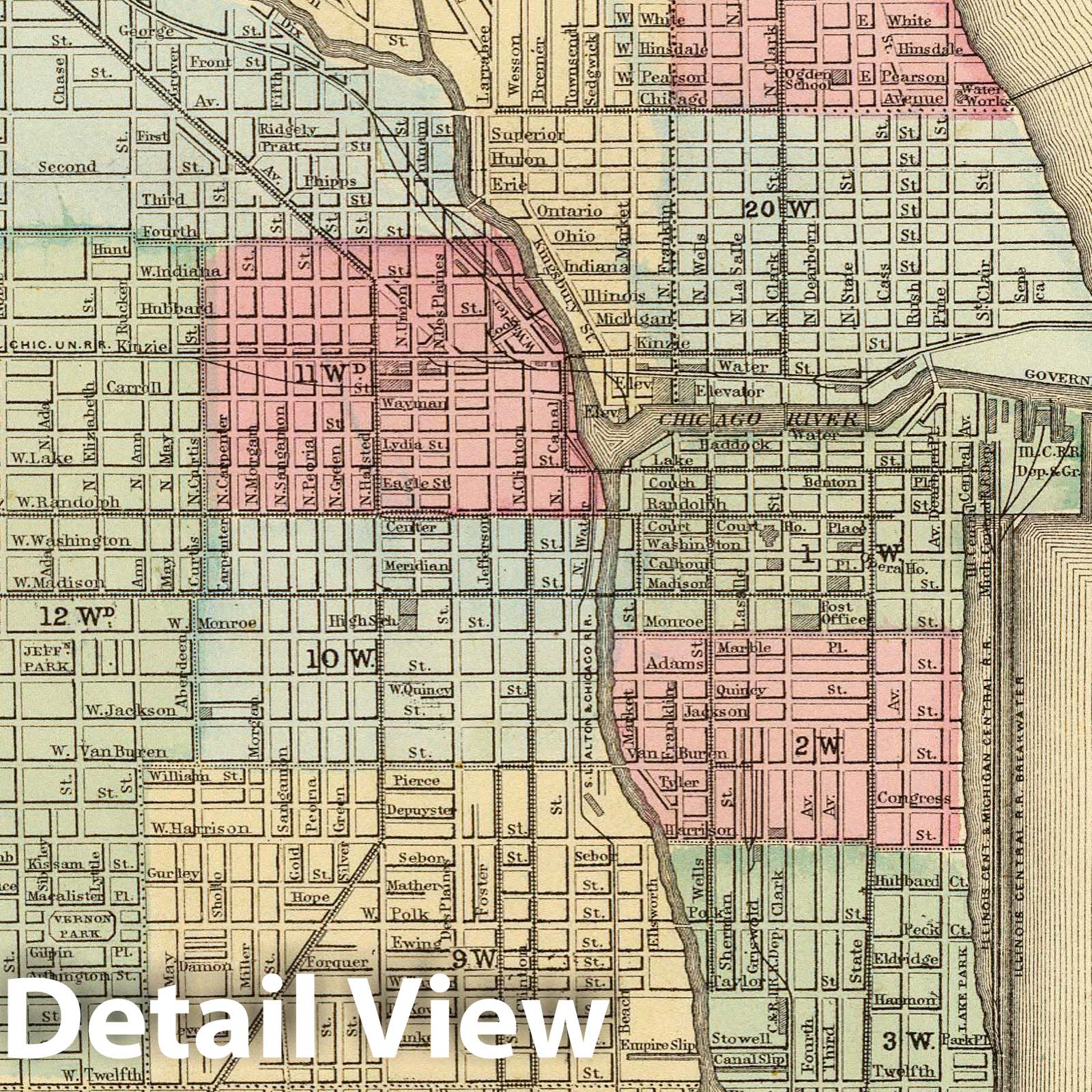 Historic Map : 1870 Chicago. - Vintage Wall Art