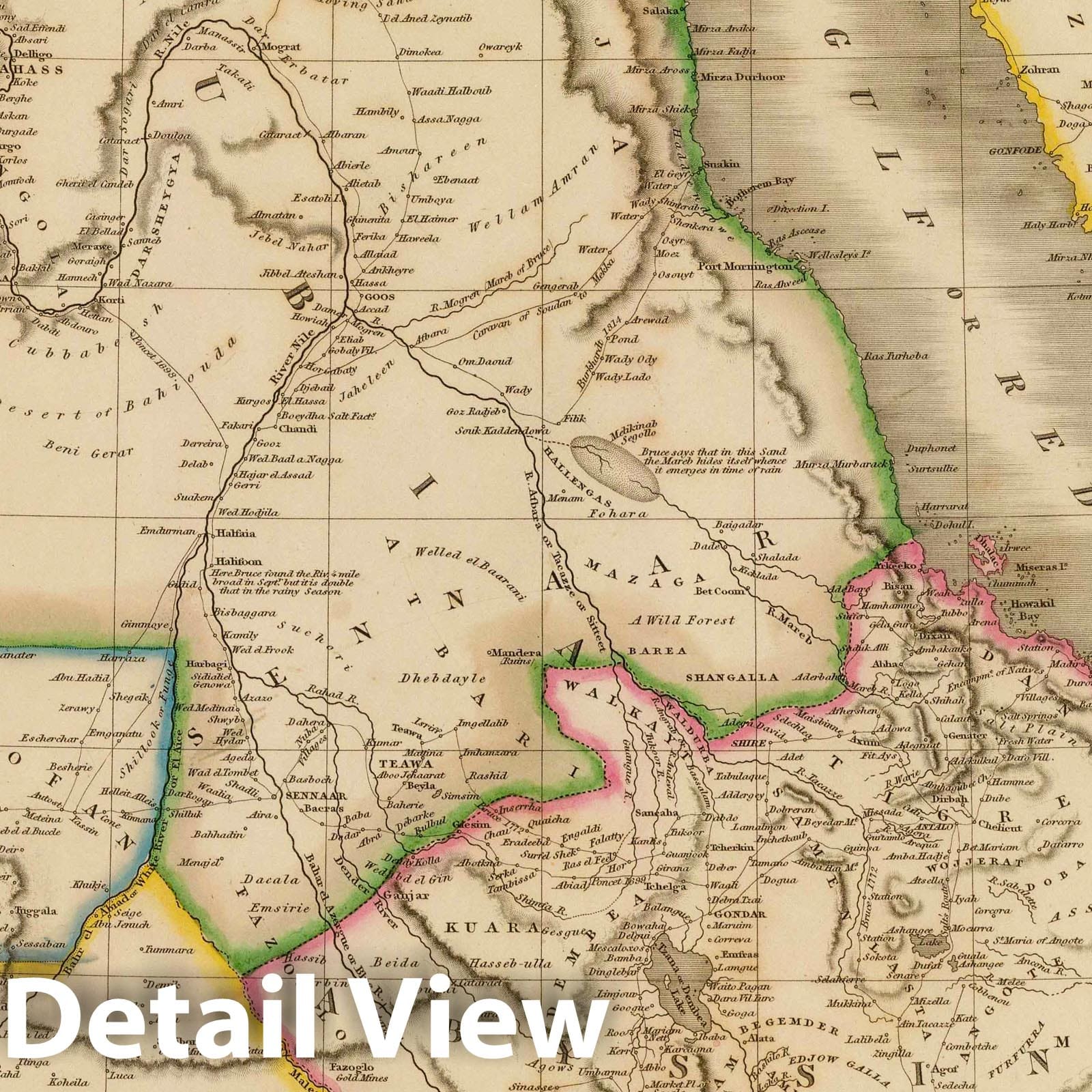 Historic Map : 1830 Nubia, Abyssinia. - Vintage Wall Art