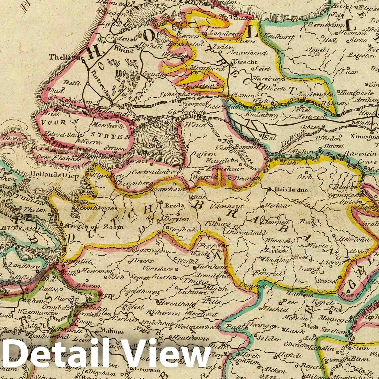 Historic Map : 1814 Holland and the seven United Provinces, and the Netherlands : Vintage Wall Art