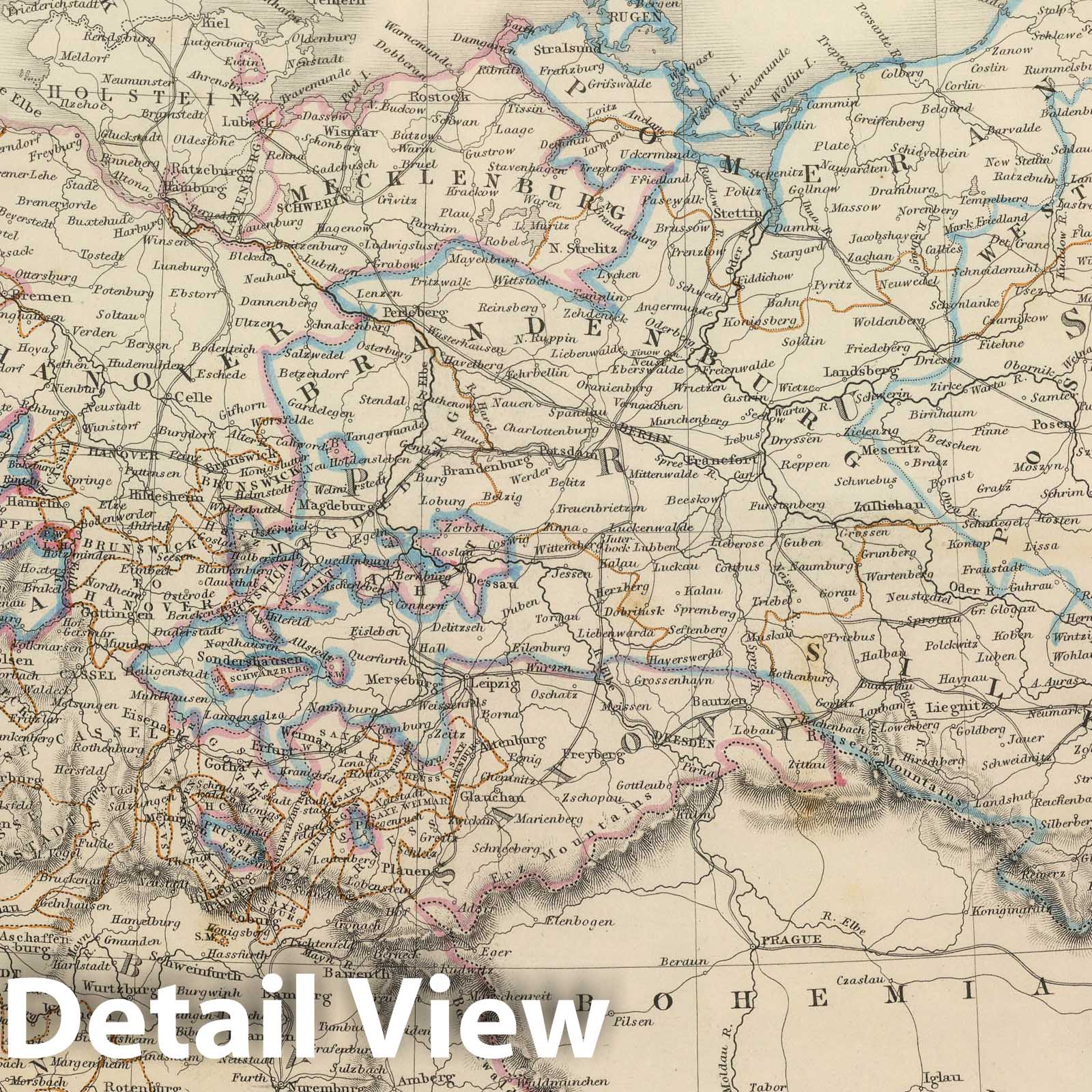 Historic Map : 1847 Prussia - Holland and the German States. - Vintage Wall Art