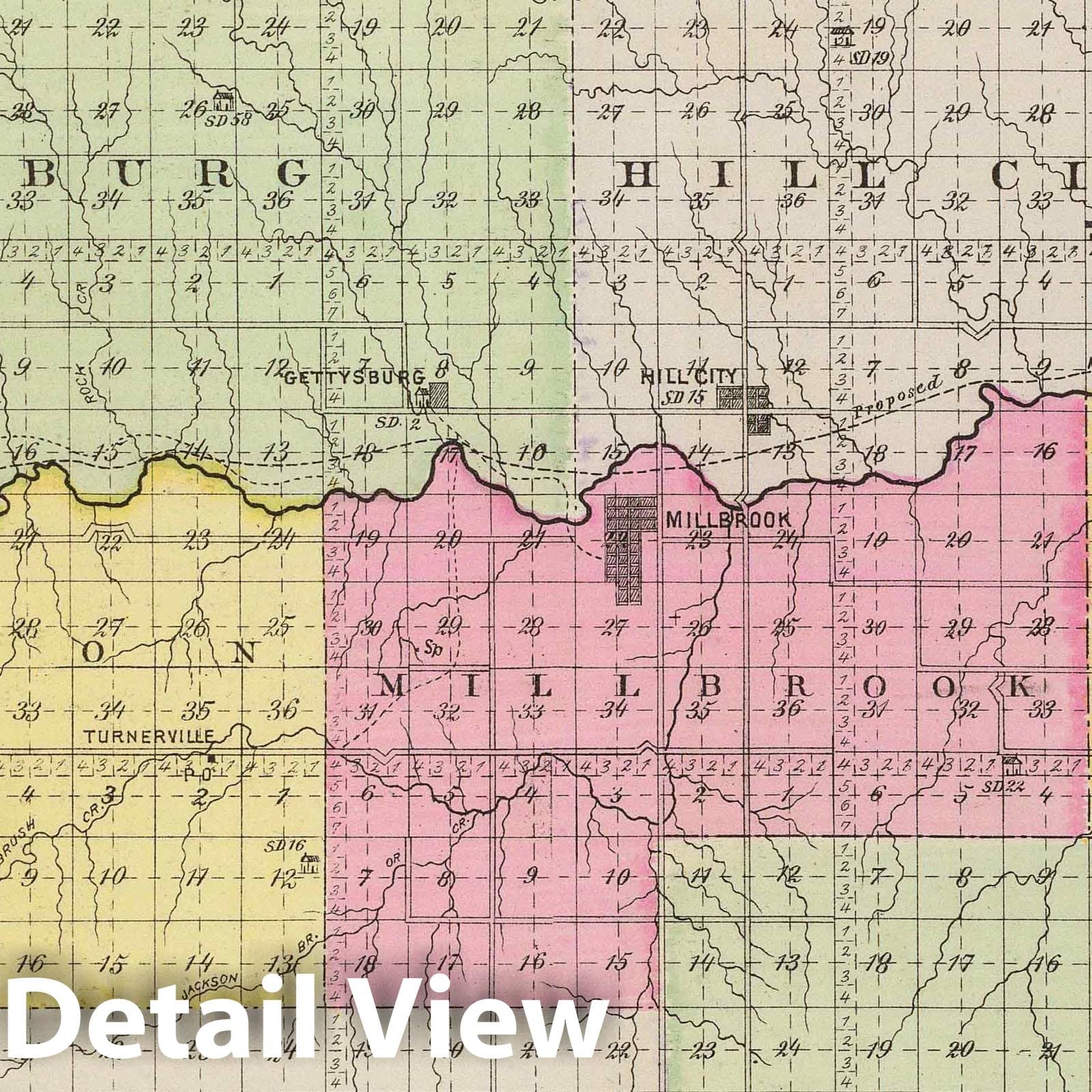 Historic Map : Kansas, 1887 Graham Co, Kansas. , Vintage Wall Art