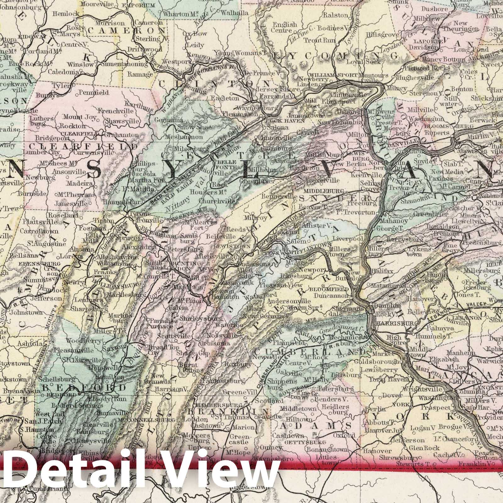 Historic Map - National Atlas - 1874 County Map of the State of Pennsylvania. - Vintage Wall Art