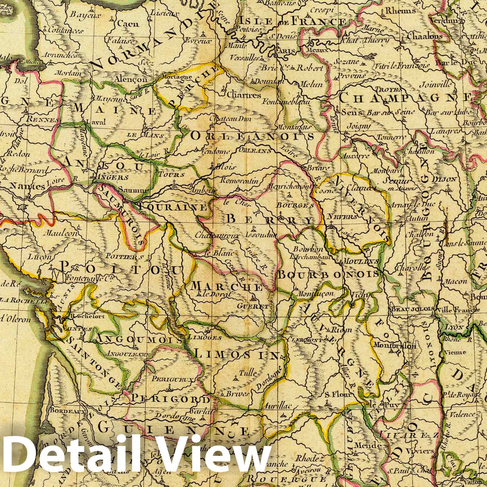 Historic Map : France, 1786 France, carte generale. , Vintage Wall Art