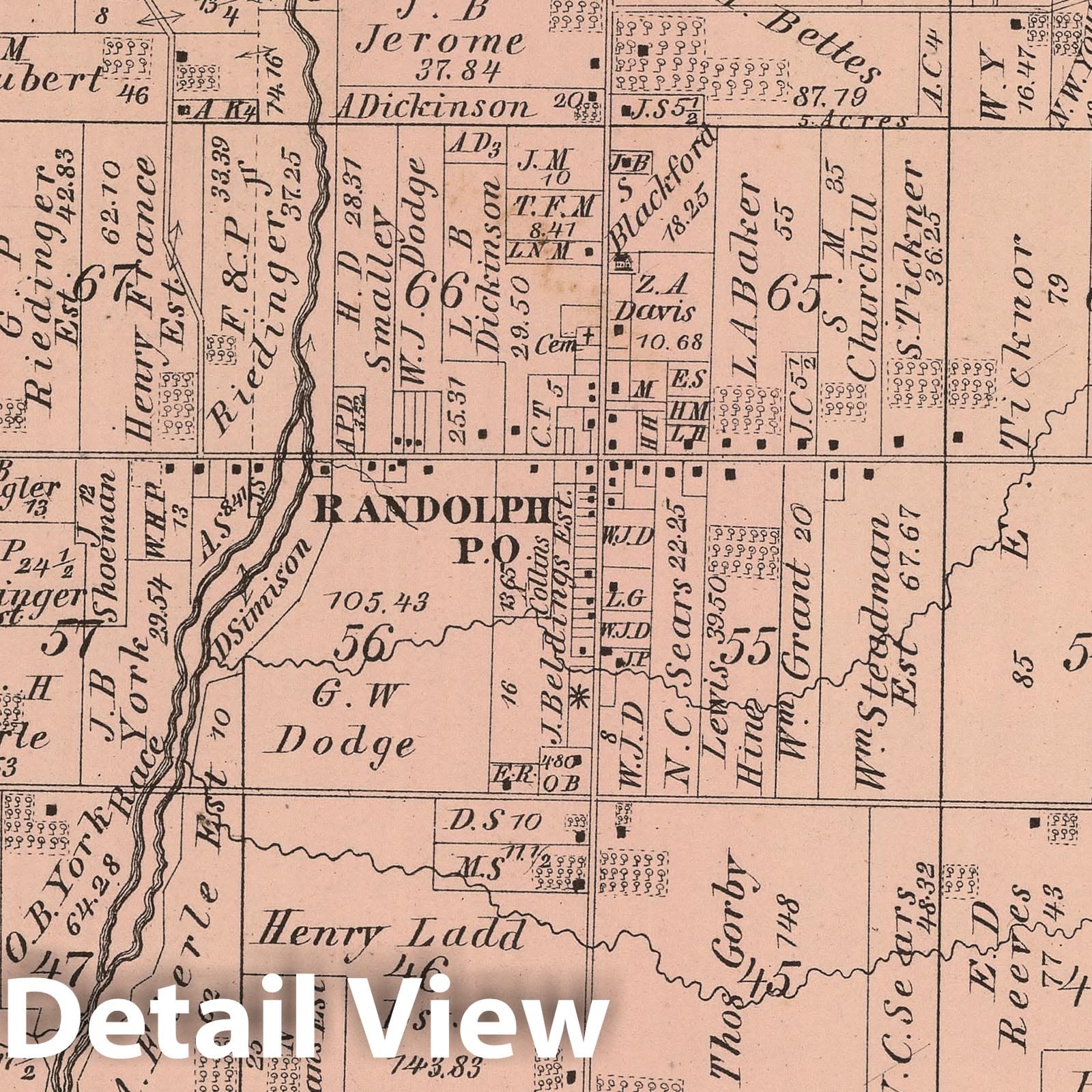 Historic Map - 1874 Randolph Township, Portage County, Ohio. - Vintage Wall Art