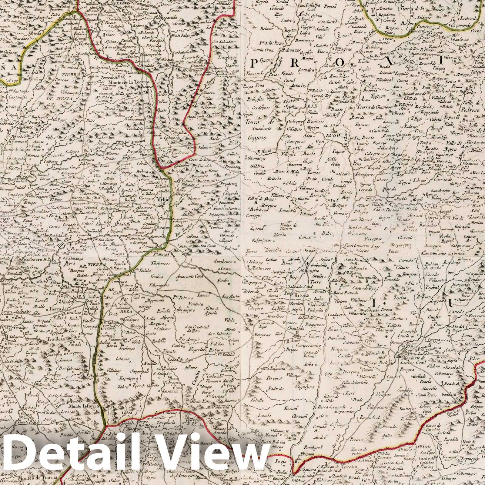 Historic Map : Spain, 1784 Composite map: 50-53. Mapa geografico del Reyno de Galicia , Vintage Wall Art