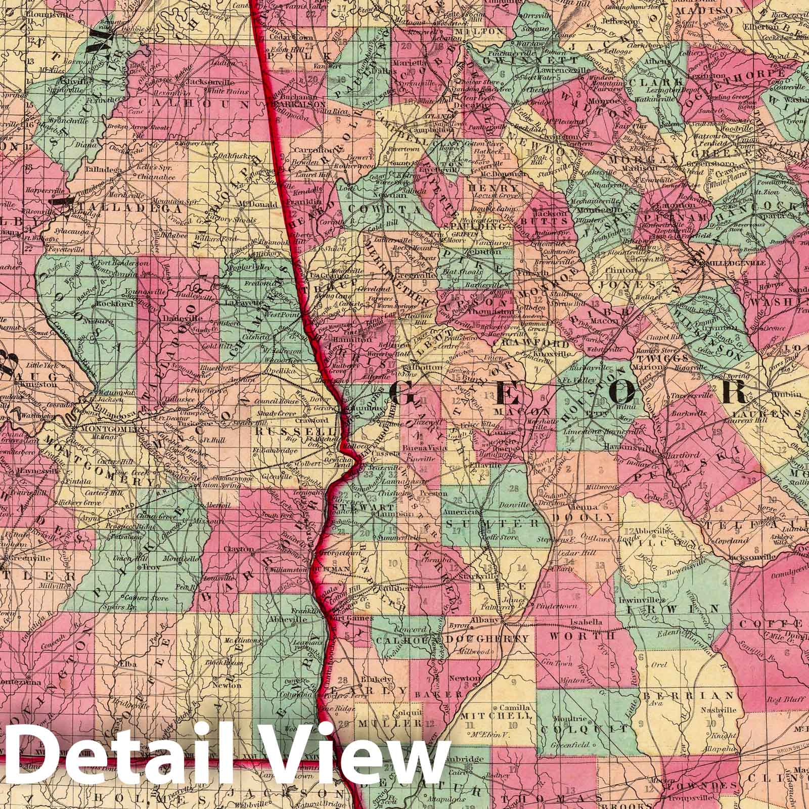 Historic Map : 1860 Georgia and Alabama. - Vintage Wall Art