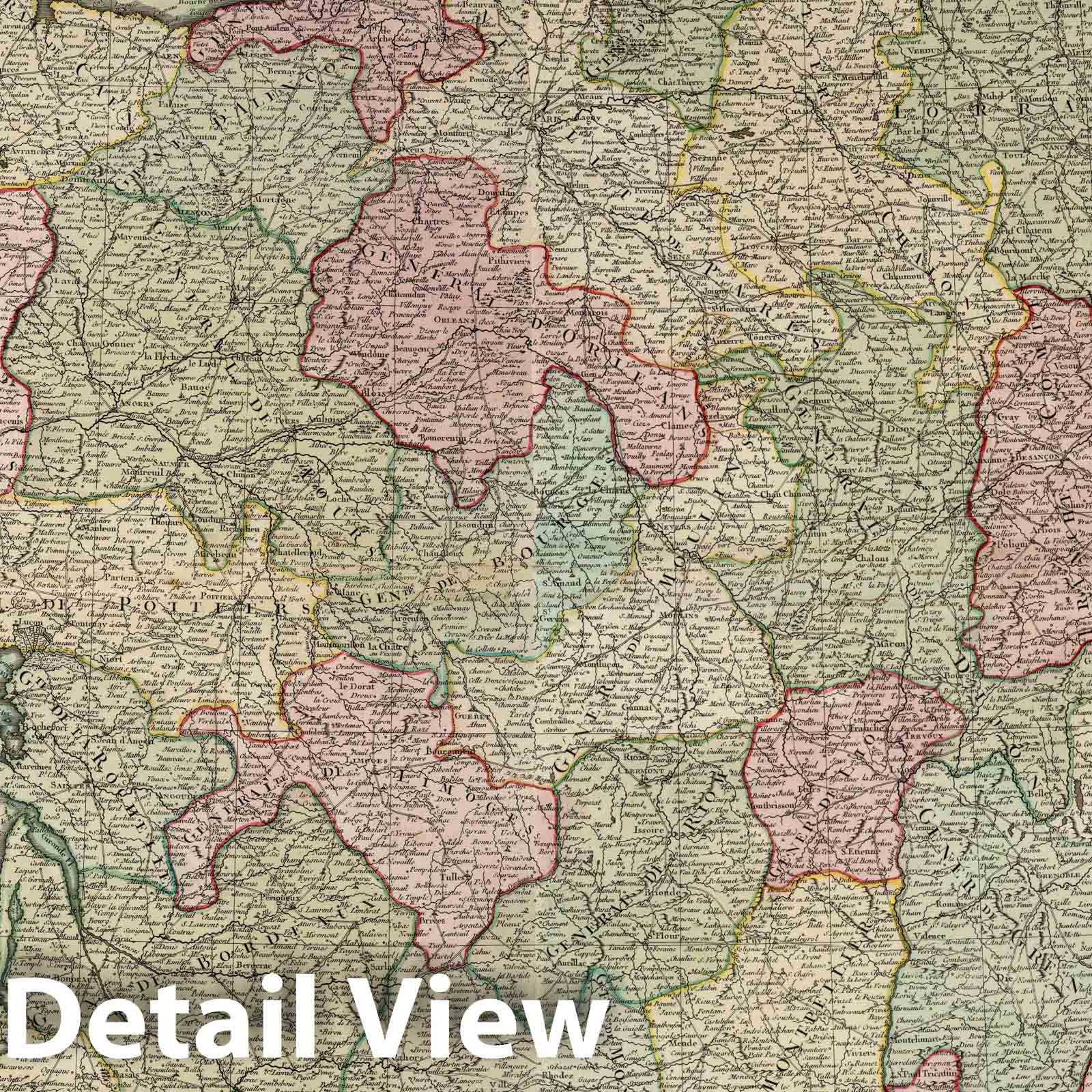 Historic Map : France, , Europe 1769 Composite map: La France : divisee Par Generalites , Vintage Wall Art