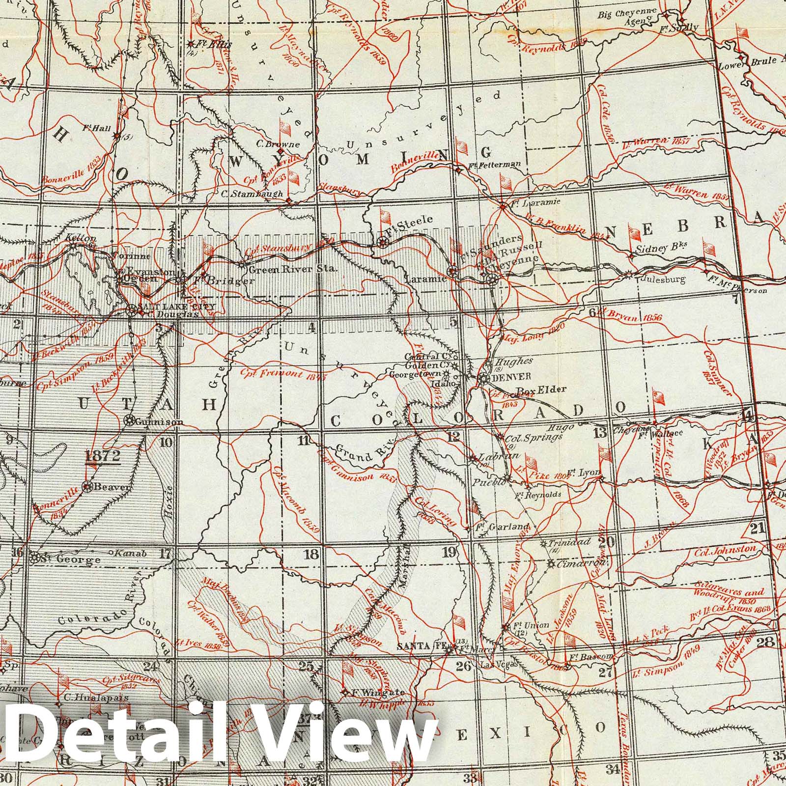 Historic Map : National Atlas - 1873 Skeleton Map Of the Territory of the United States west of the Mississippi River. - Vintage Wall Art
