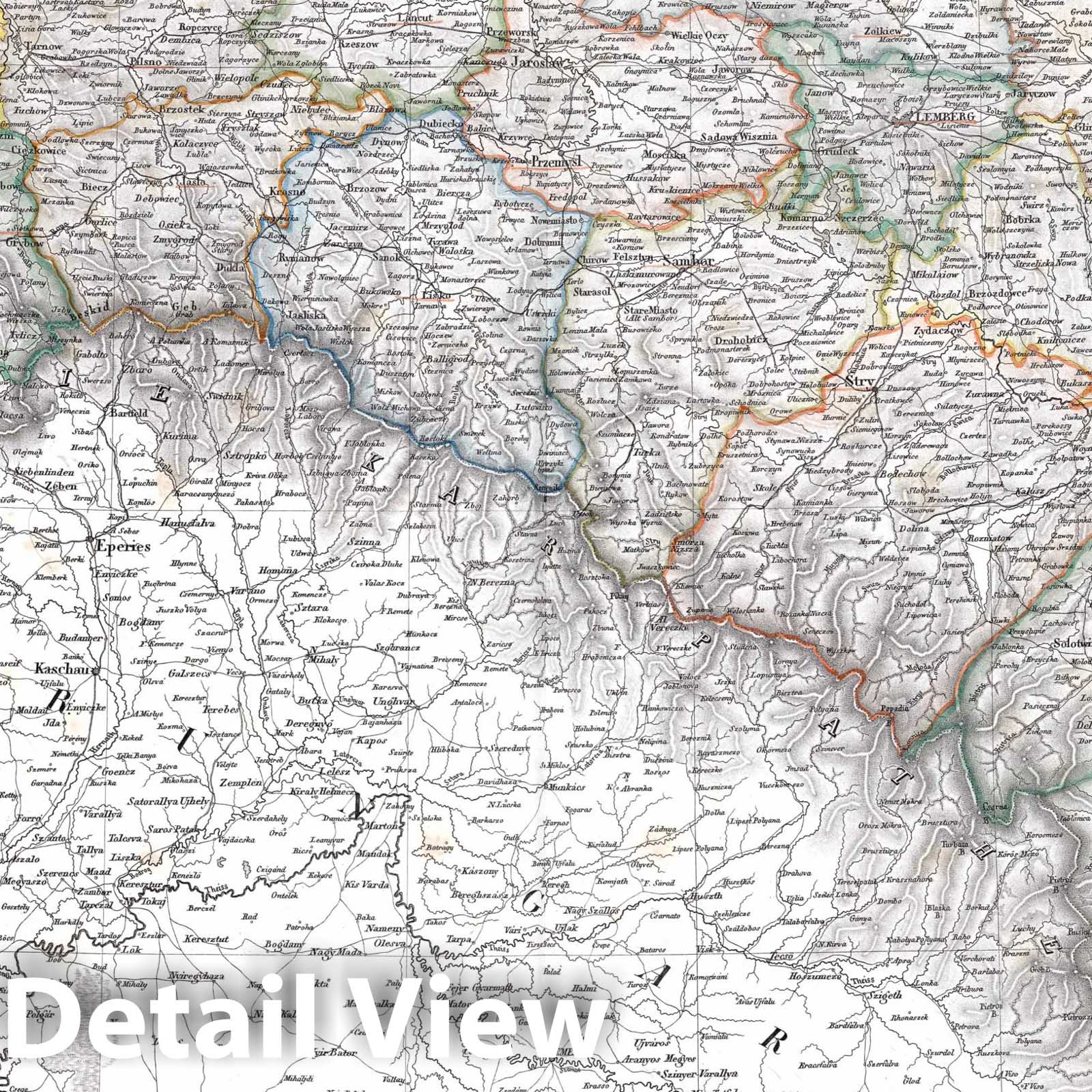 Historic Map : Galicia (Eastern Europe) 1832 Das Koenigreich Galizien. Kingdom of Galicia, Eastern Europe. , Vintage Wall Art
