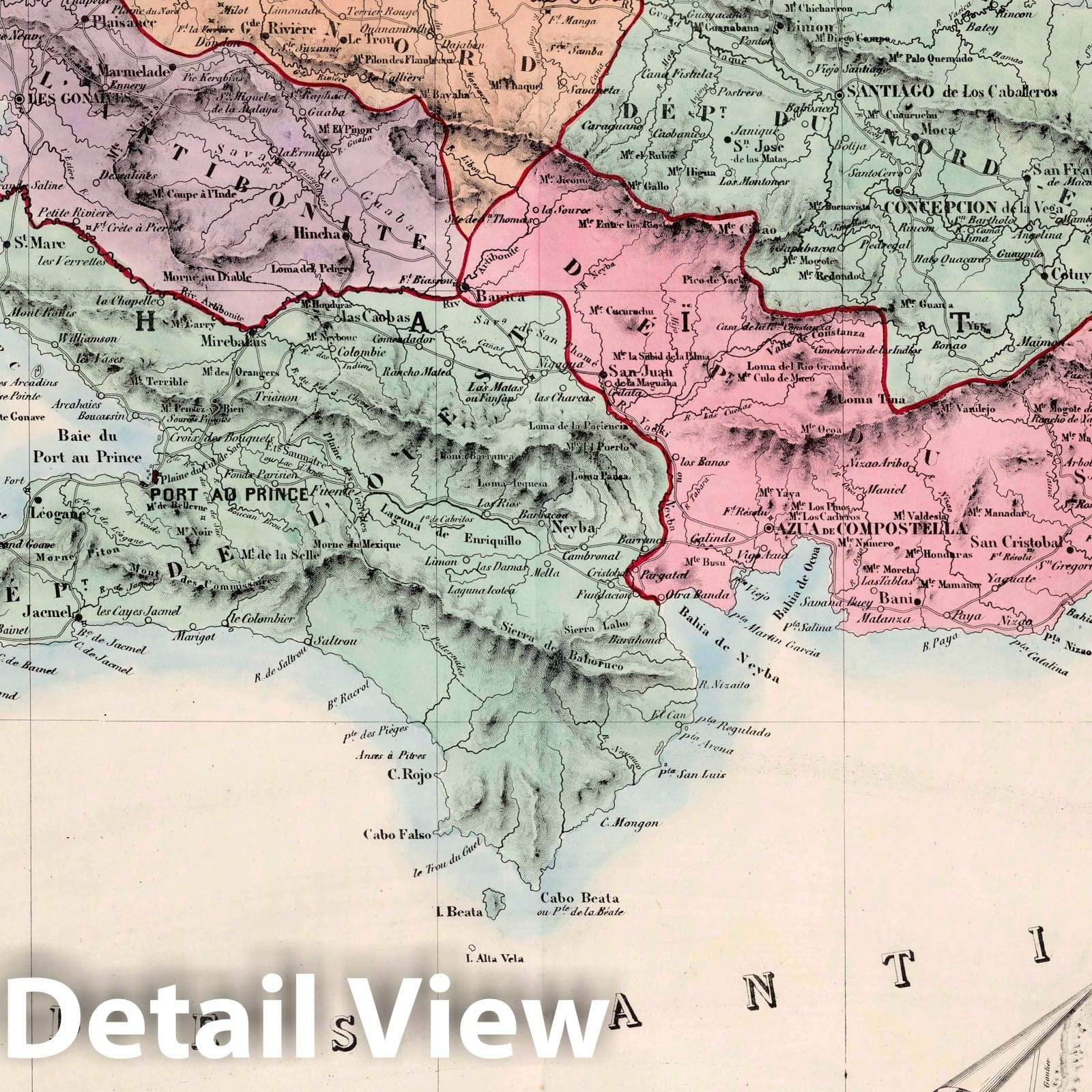Historic Map : Haiti, 1876 Carte de L'Ile d'Haiti, L'Enseignement de la Jeunesse Haitienne. , Vintage Wall Art