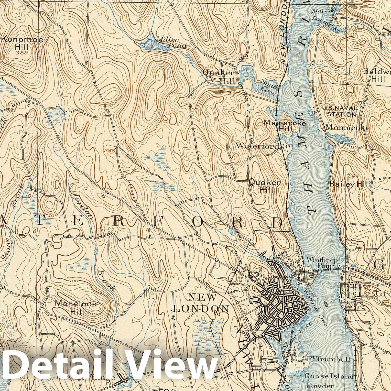 Historic Wall Map : 1893 29. New London sheet. - Vintage Wall Art