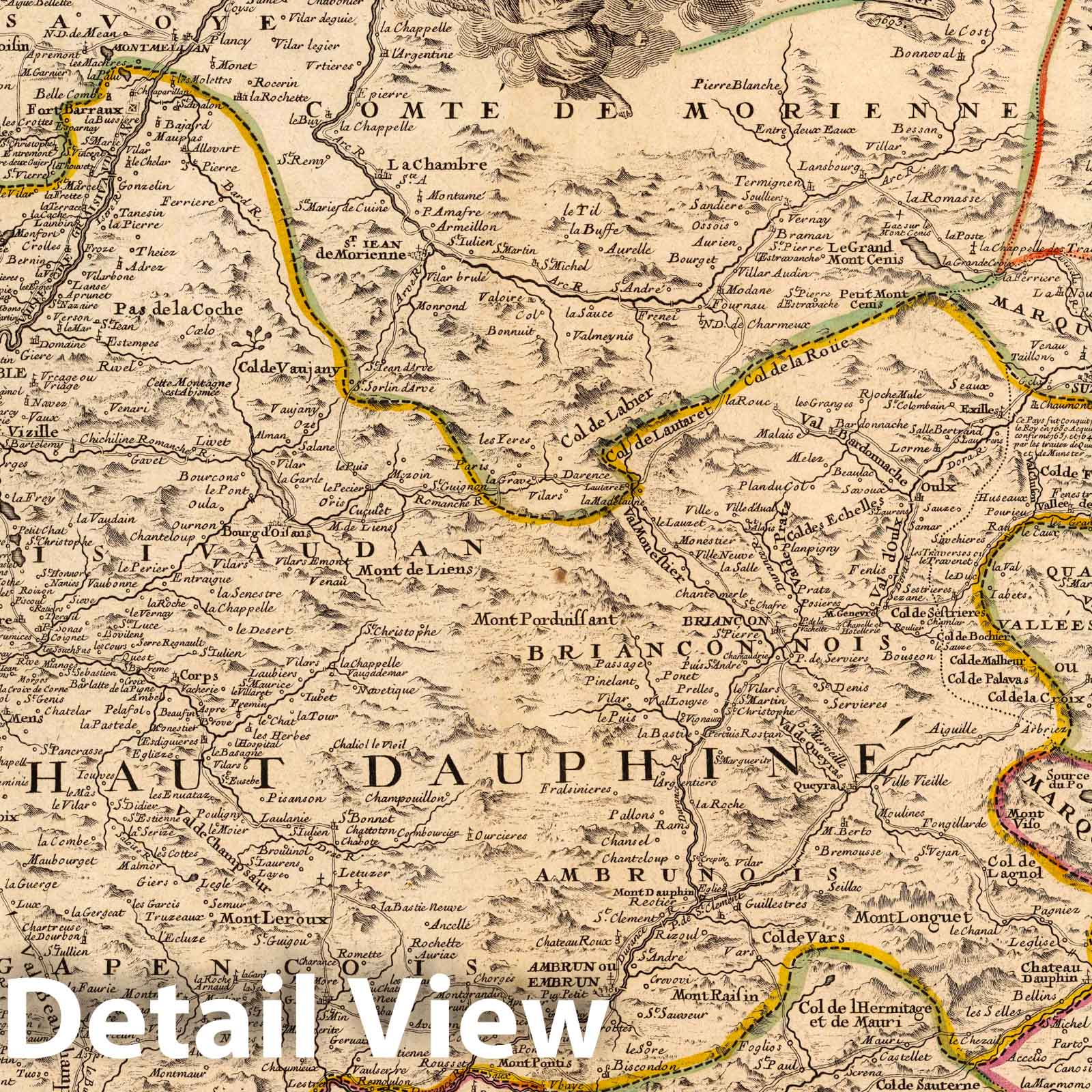 Historic Map : France, Dauphine Region , France 1693 Le Dauphine Distingue en Principales Parties et Regions. , Vintage Wall Art