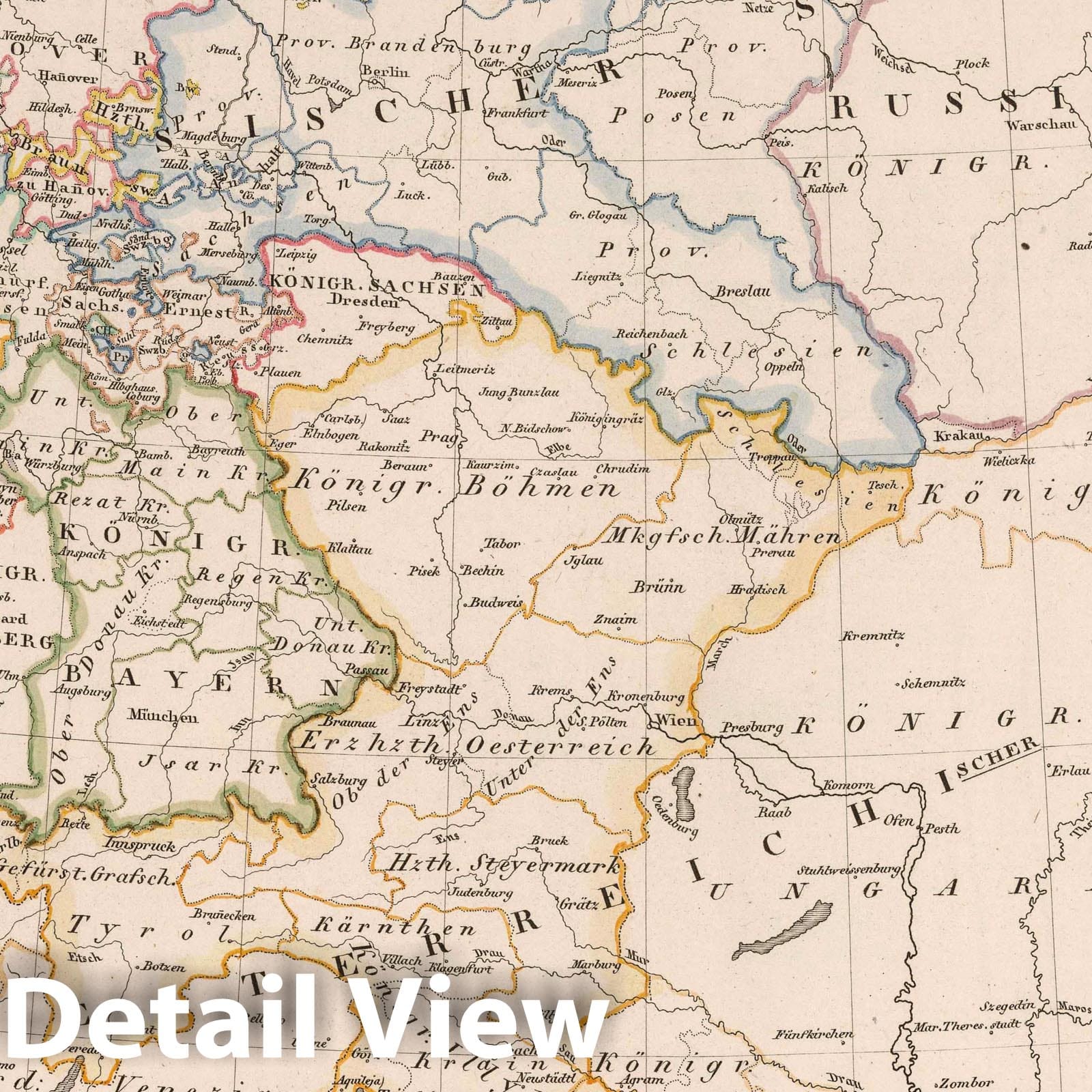 Historic Map : Central Europe 1818 Mittel Europaische Staaten , Vintage Wall Art