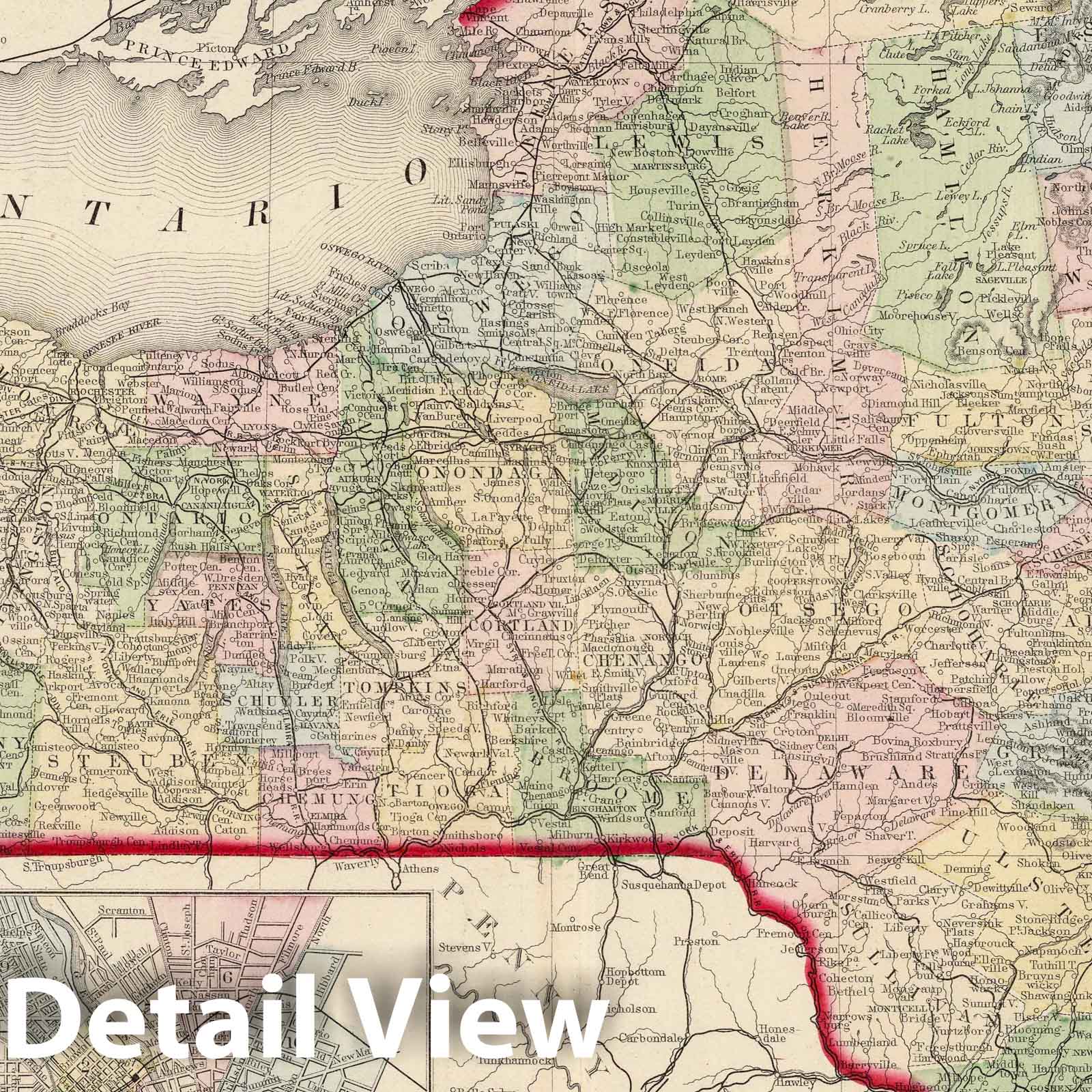 Historic Map : National Atlas - 1874 County Map of the State of New York. - Vintage Wall Art