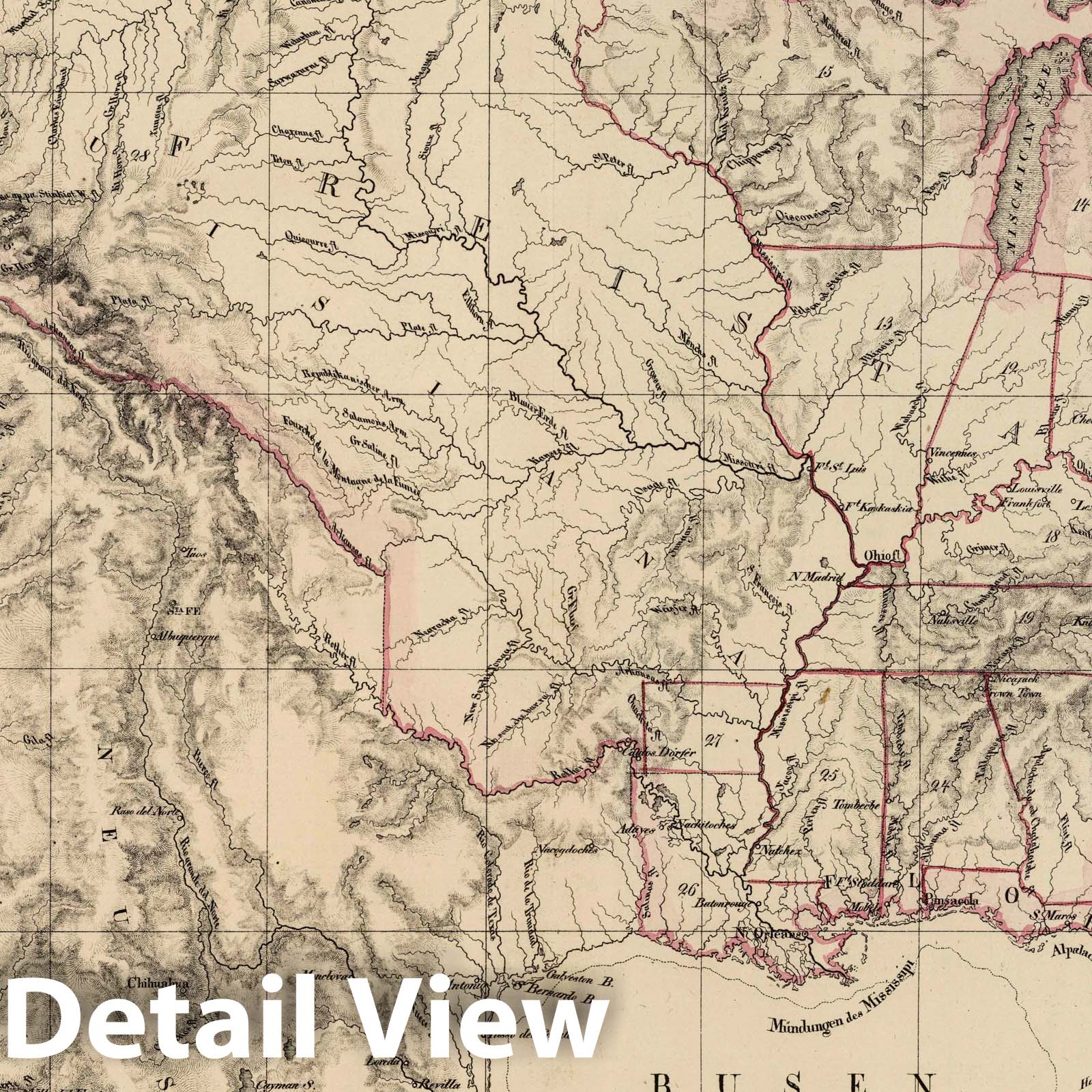 Historic Map : School Atlas - 1824 Freistaat von Nordamerica. Berlin 1924. von Rv.L. - Vintage Wall Art
