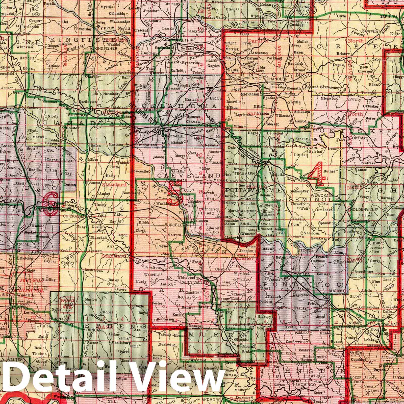 Historic Map : 1914 State of Oklahoma : Vintage Wall Art