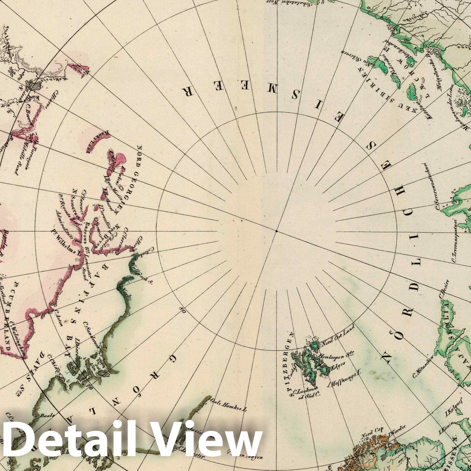 Historic Map : School Atlas - 1824 Laender um den Nordpol. Berlin 1824. von R.v.L. - Vintage Wall Art