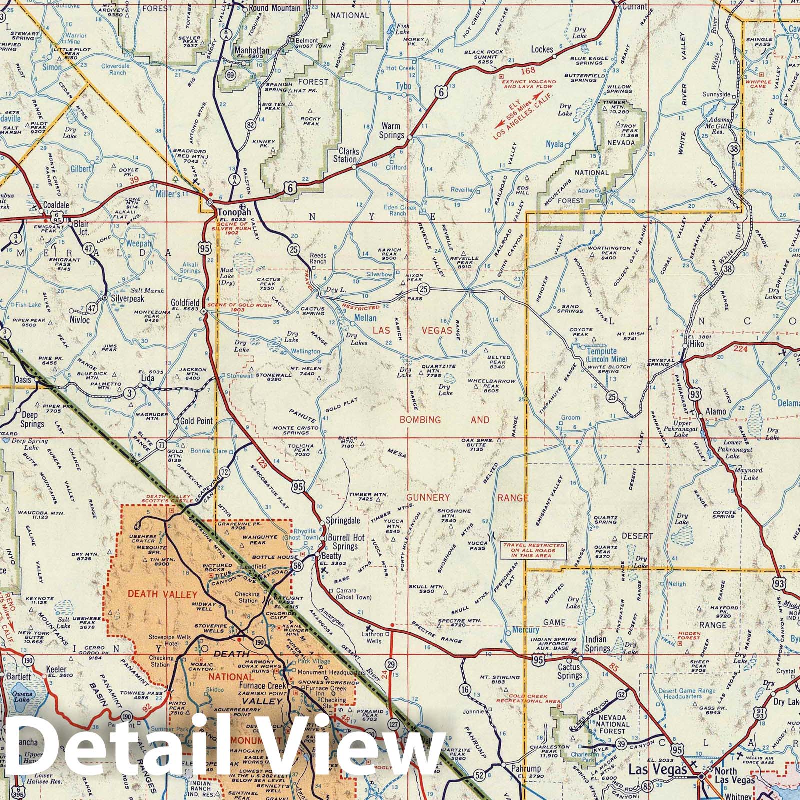 Historic Map : National Atlas - 1956 Shell Highway Map of Nevada. - Vintage Wall Art