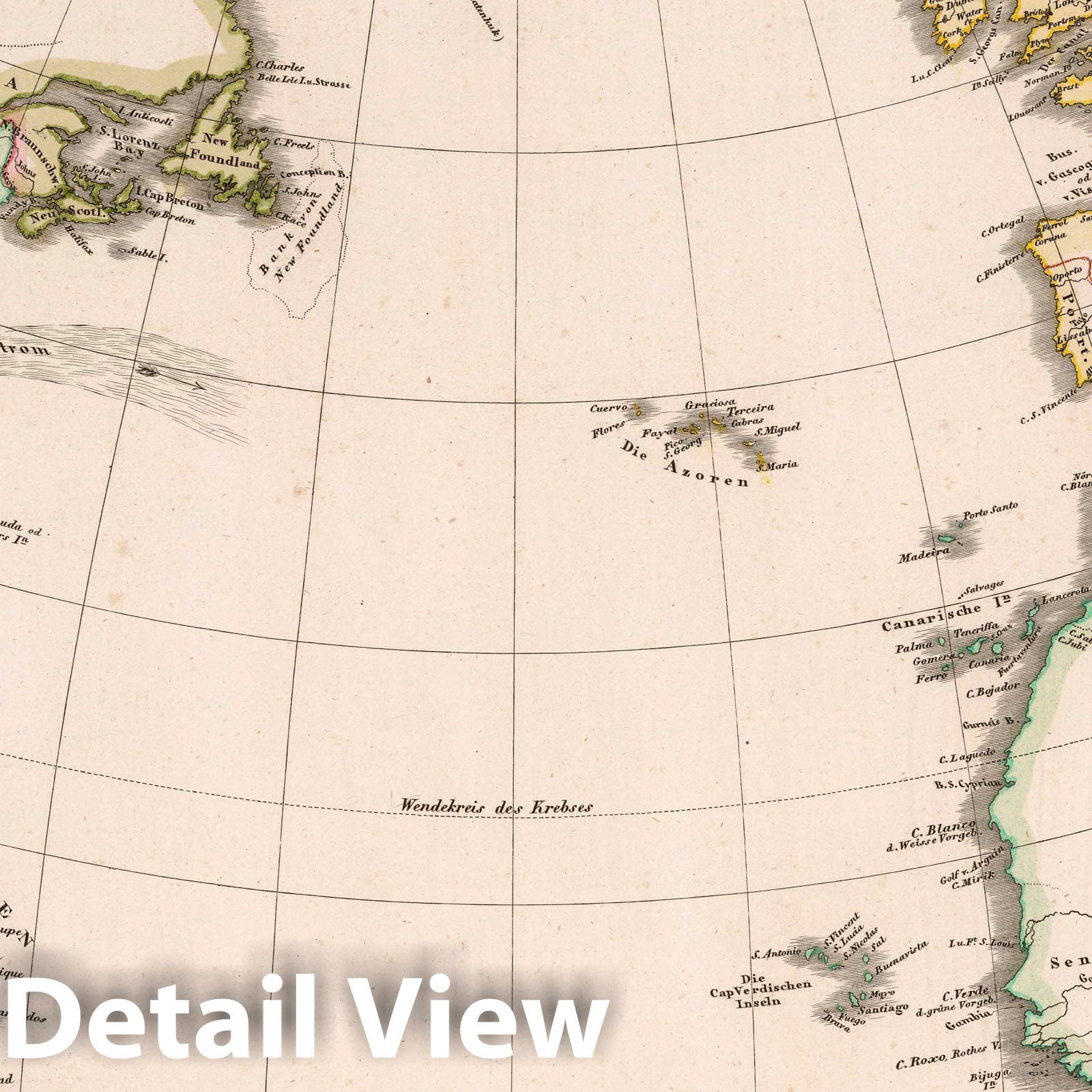 Historic Map : Atlantic Ocean 1835 Der Atlantische Ocean 1835 , Vintage Wall Art