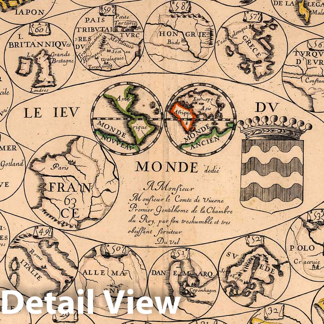 Historic Map : Game - 1645 Le Jeu du Monde (Game of the World) - Vintage Wall Art