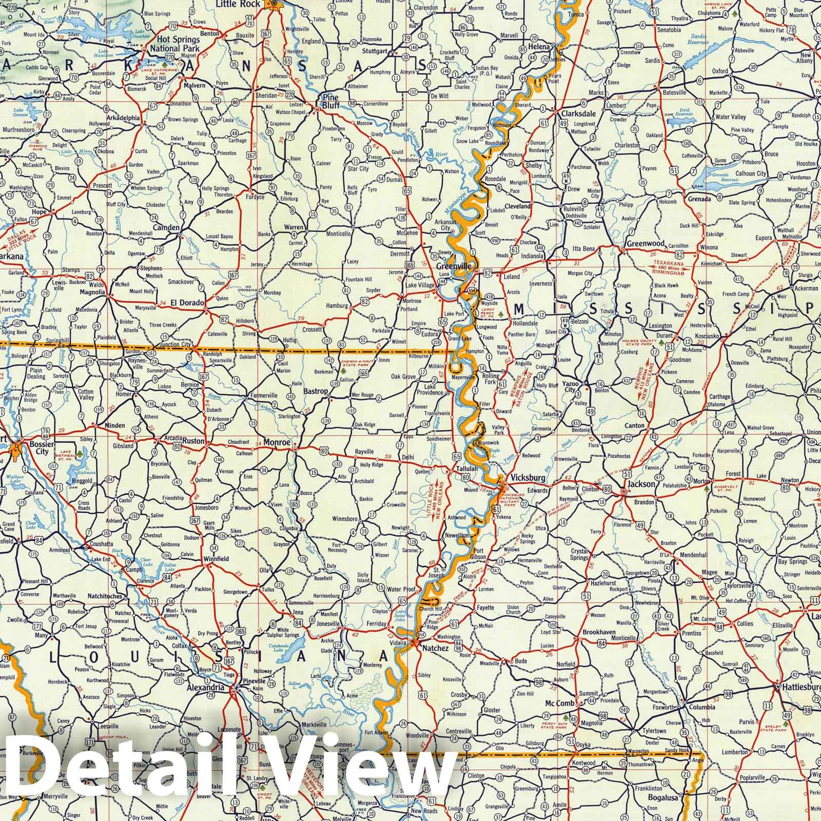 Historic Map : National Atlas - 1956 Shell Sectional Map No. 8 - Gulf States. - Vintage Wall Art