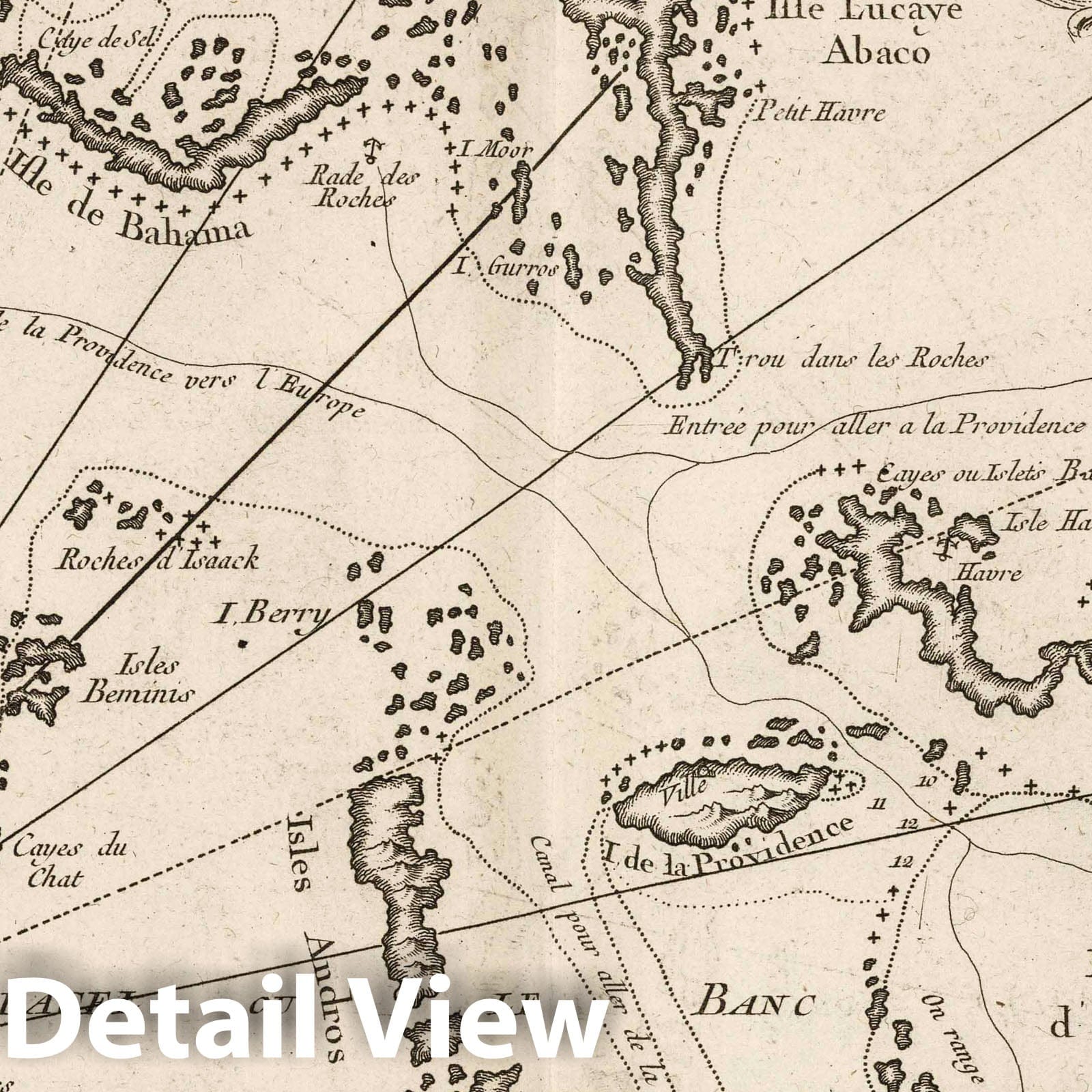 Historic Map : Bahamas, Florida, 1764 Carte des isles Lucayes. , Vintage Wall Art
