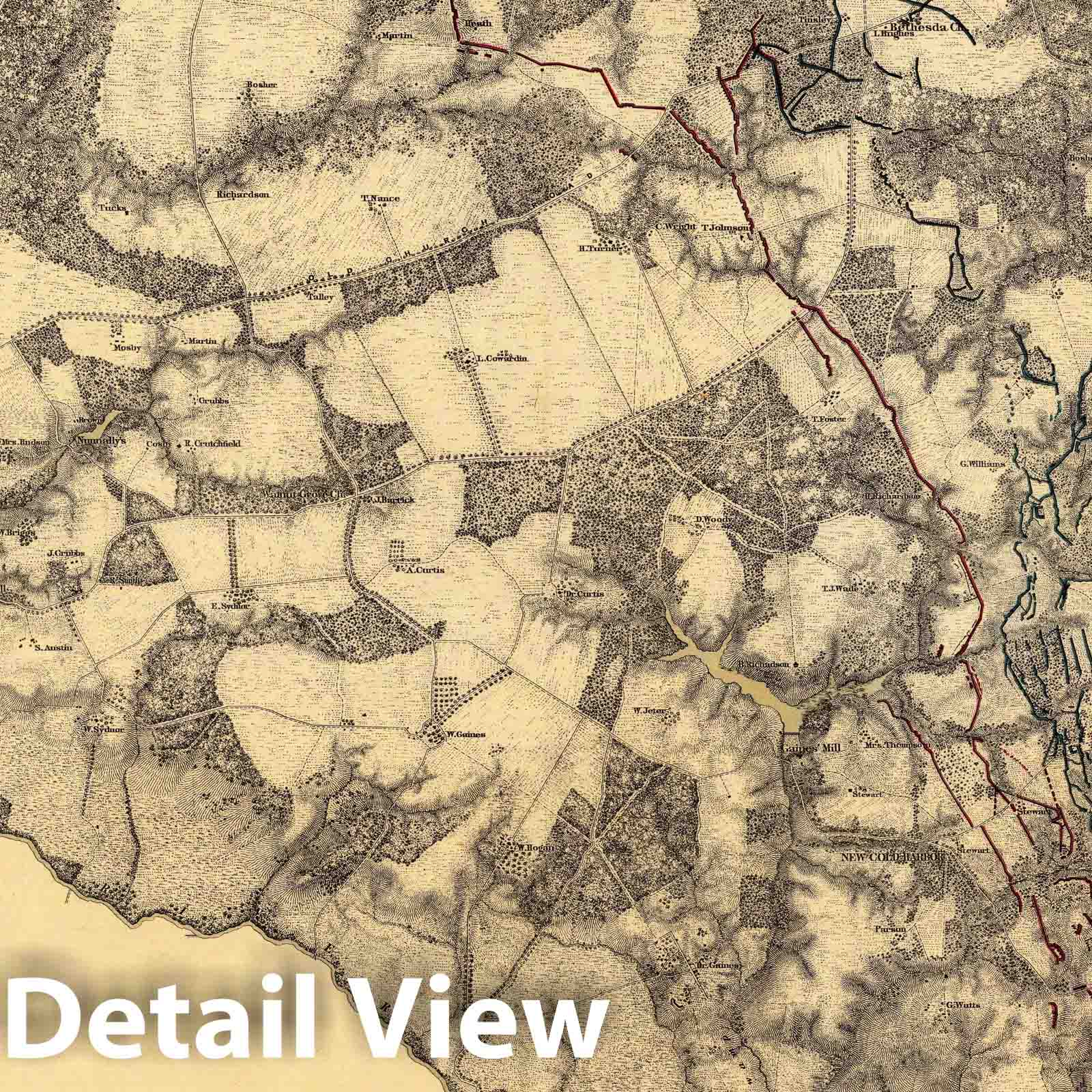 Historic Map : Military Atlas - 1869 Cold Harbor. - Vintage Wall Art