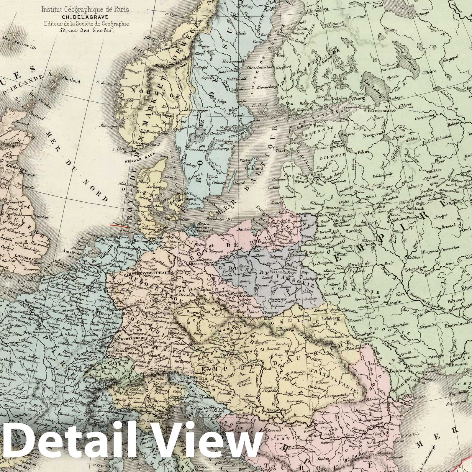 Historic Map : 1875 L'Europe en 1813. - Vintage Wall Art