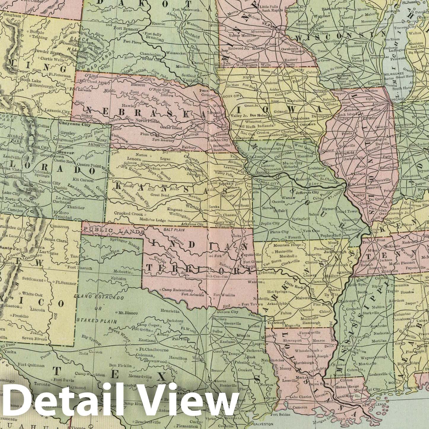 Historic Map : 1889 United States : Vintage Wall Art