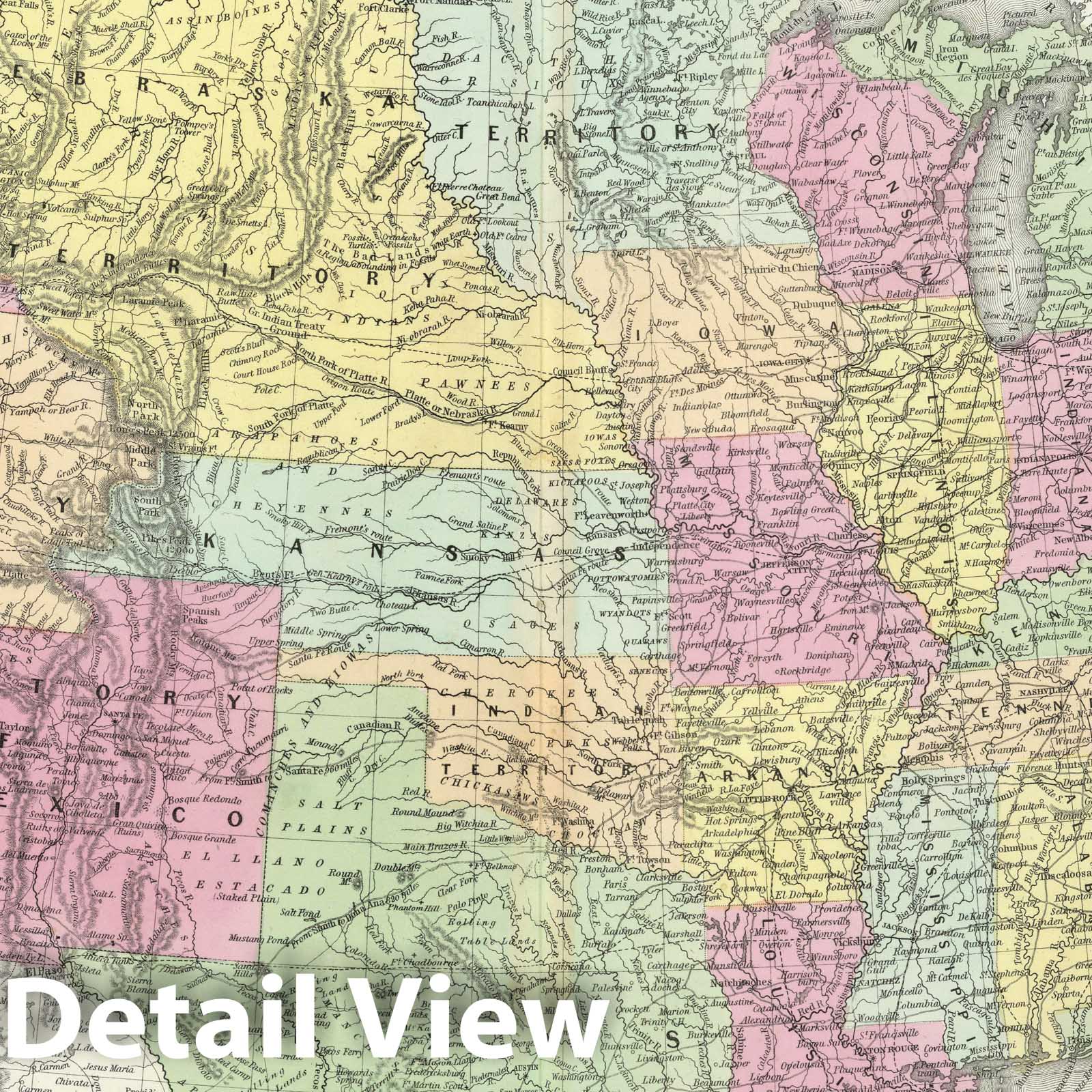 Historic Map : 1855 A new map of the United States of America - Vintage Wall Art