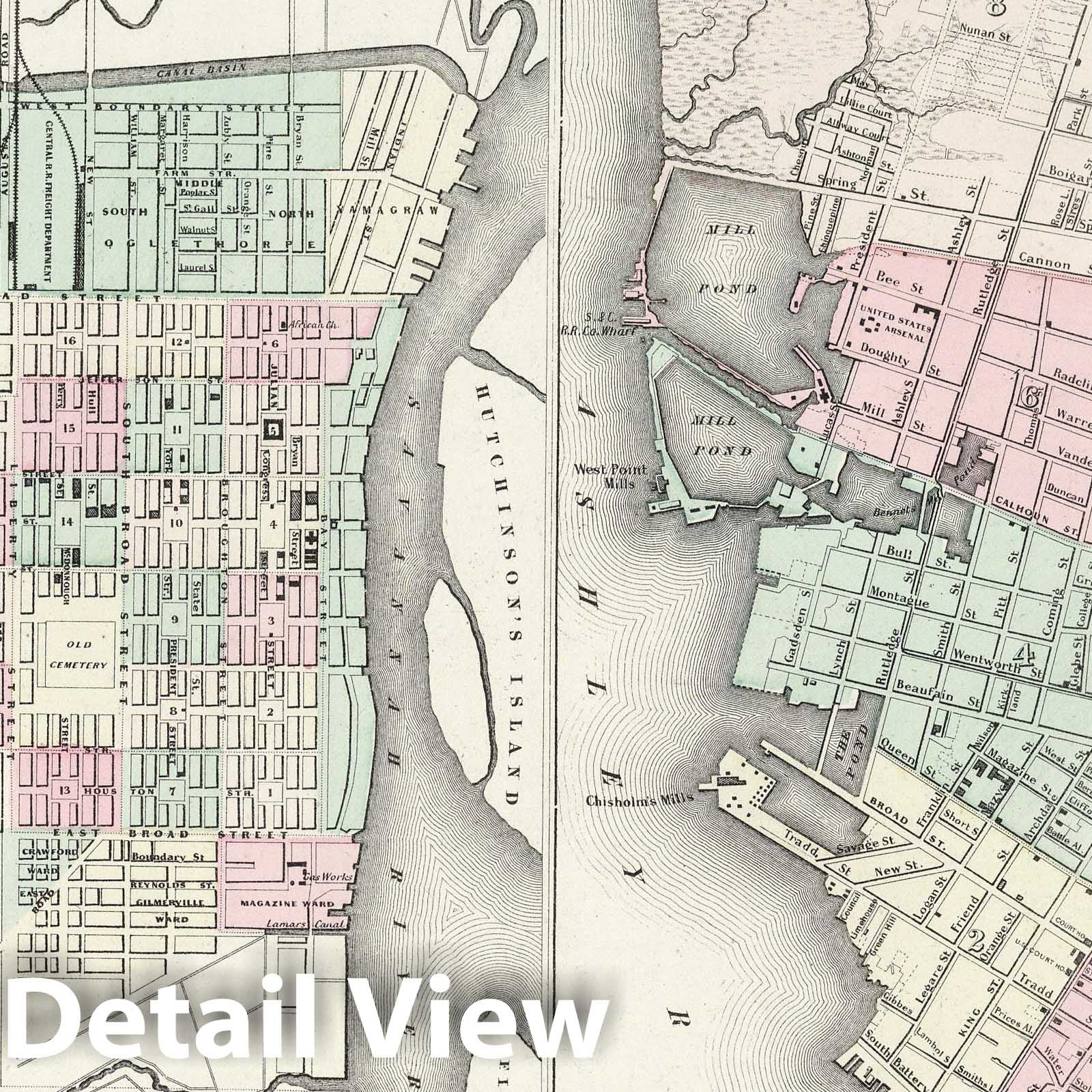 Historic Map : 1874 Savannah, Georgia. Charleston, South Carolina. - Vintage Wall Art