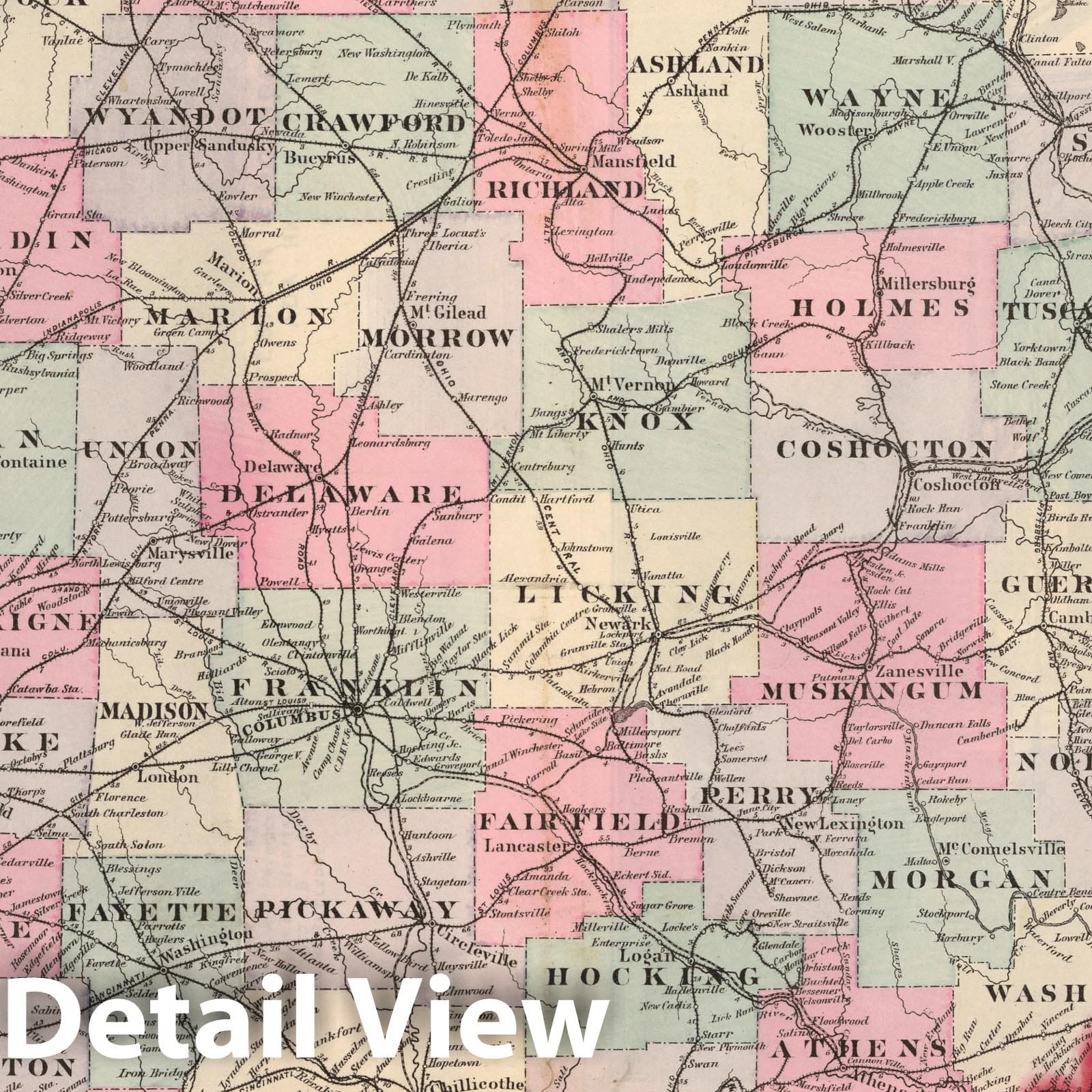 Historic Map : 1880 Rail Road Map of Ohio. - Vintage Wall Art