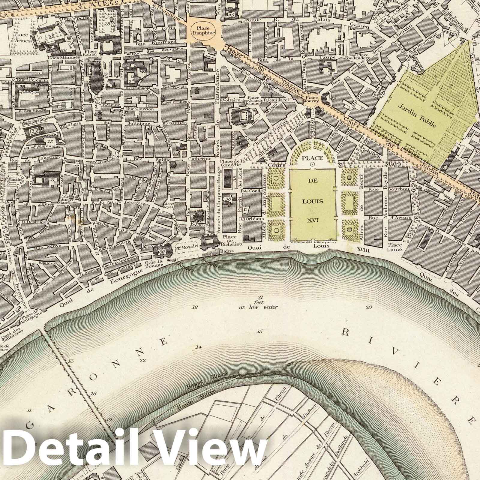 Historic Map : France , Bordeaux France, 1832 Bordeaux. , Vintage Wall Art