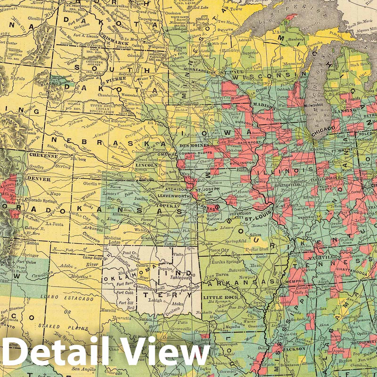 Historic Map : 1897 United States population increase 1880-1890. - Vintage Wall Art