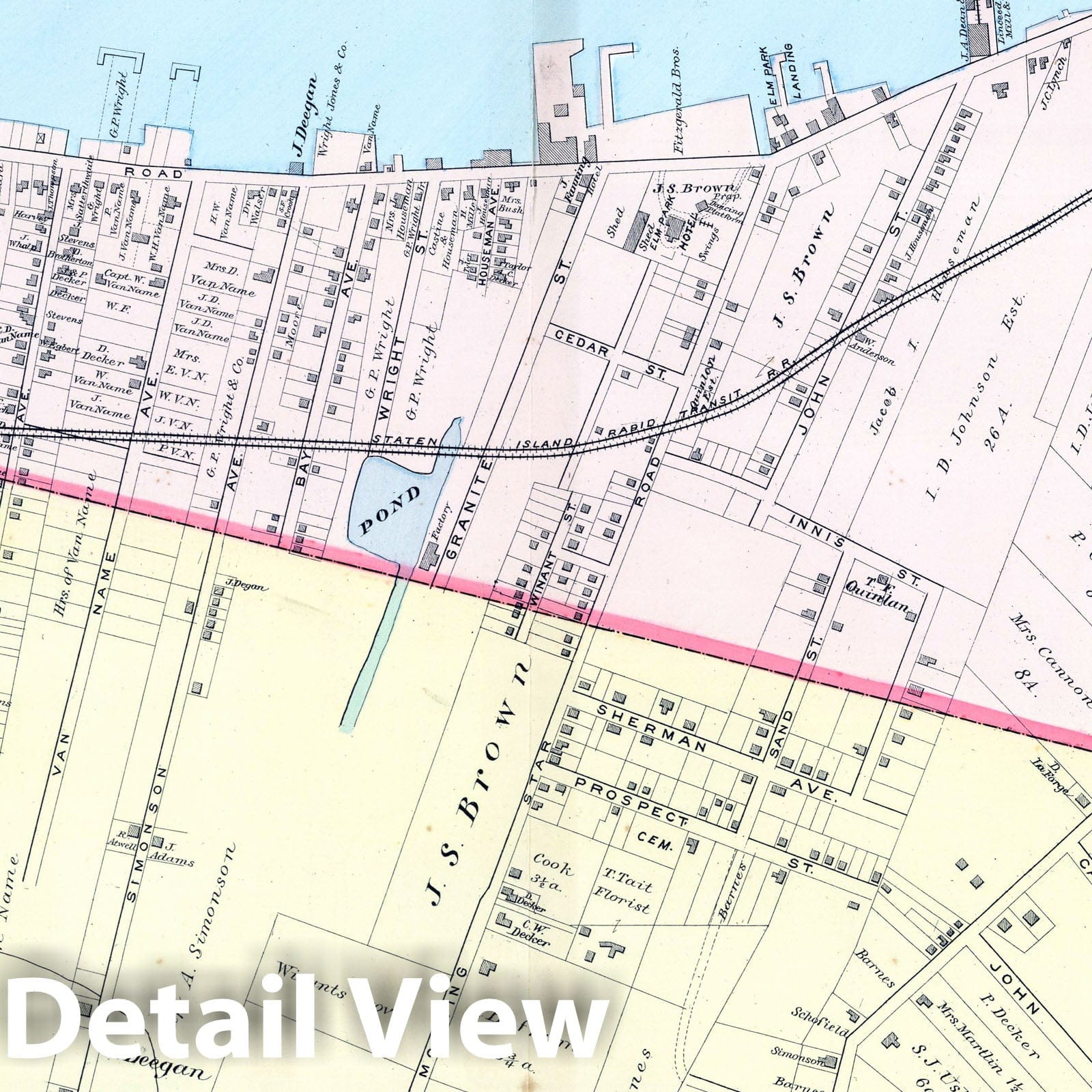 Historic Map : 1887 Section L. Port Richmond, Town of Northfield. (Staten Island, New York). - Vintage Wall Art