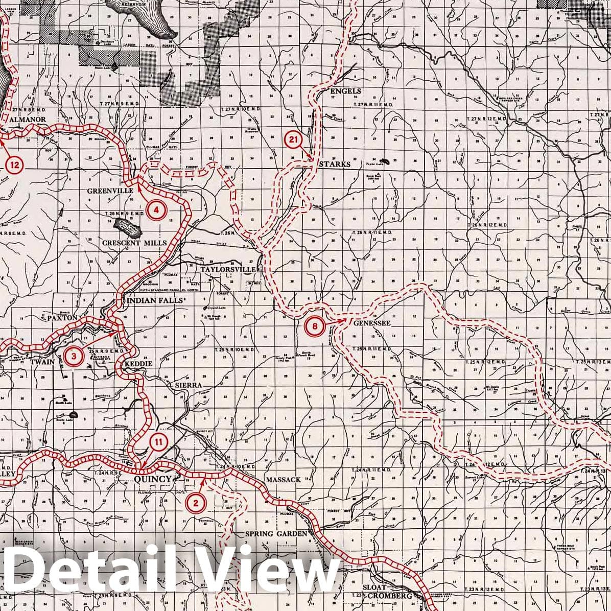 Historic Map : 1935 Plumas County. - Vintage Wall Art