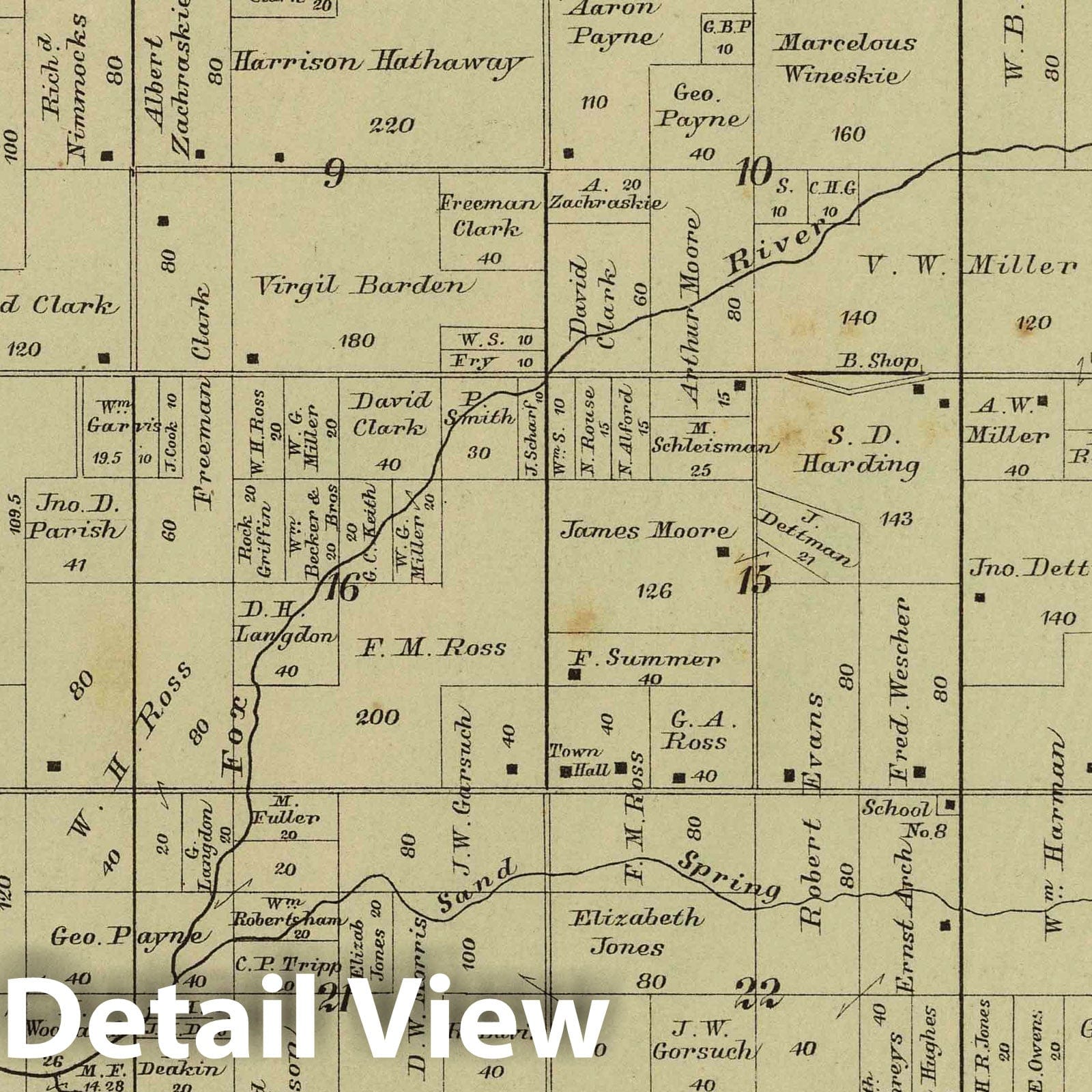 Historic Map : 1890 Scott Township, Columbia County, Wisconsin. - Vintage Wall Art