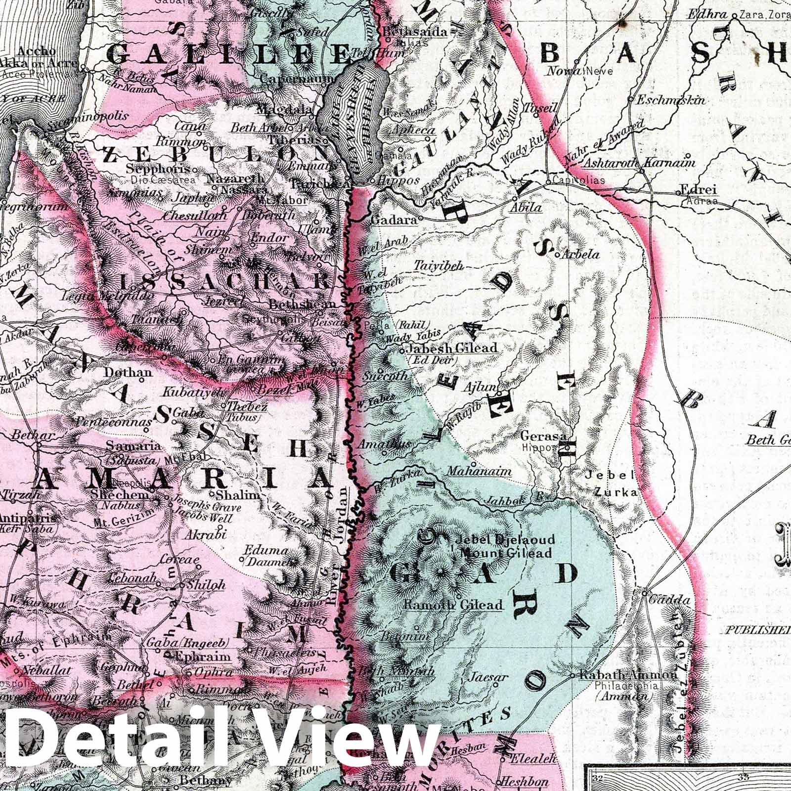 Historic Map : 1869 Palestine - Vintage Wall Art