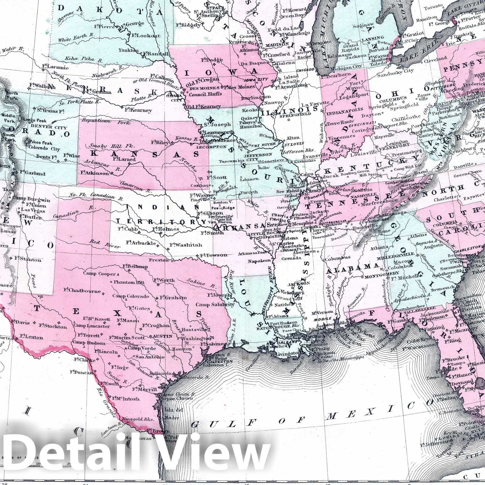 Historic Map : 1861 New Military Map of the United States - Vintage Wall Art