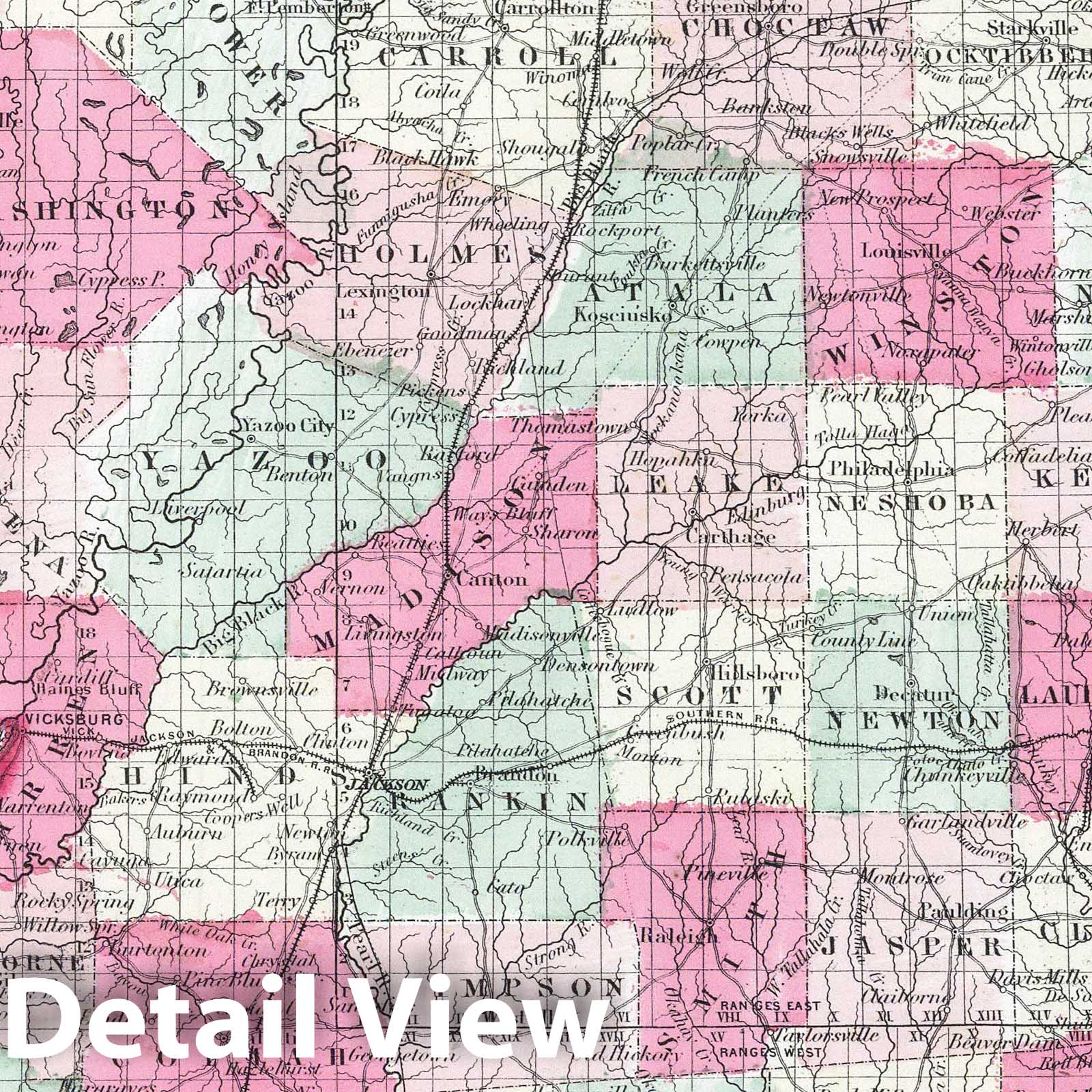 Historic Map : 1865 Mississippi. - Vintage Wall Art