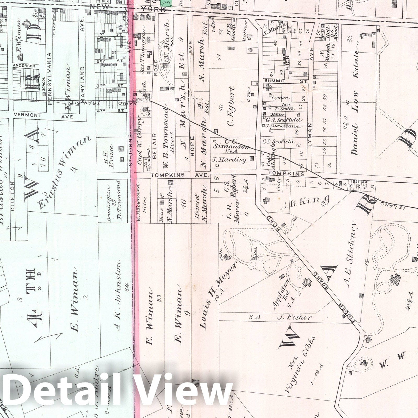 Historic Map : 1887 Section I. Clifton, Village of Edgewater. (Staten Island, New York). - Vintage Wall Art