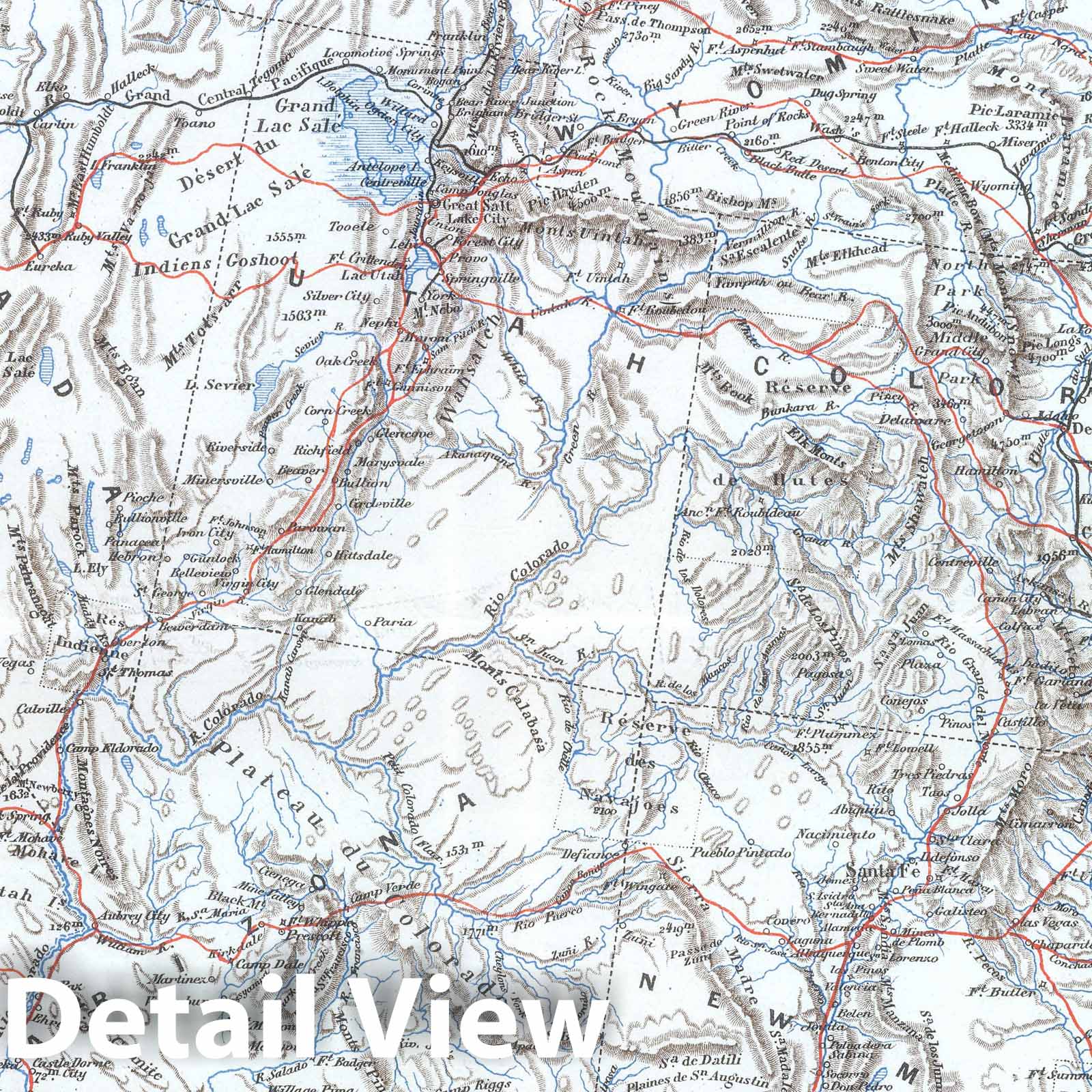 Historic Map : United States, 1882 Carte Militaire des Etats - Unis (Partie Occidentale). , Vintage Wall Art