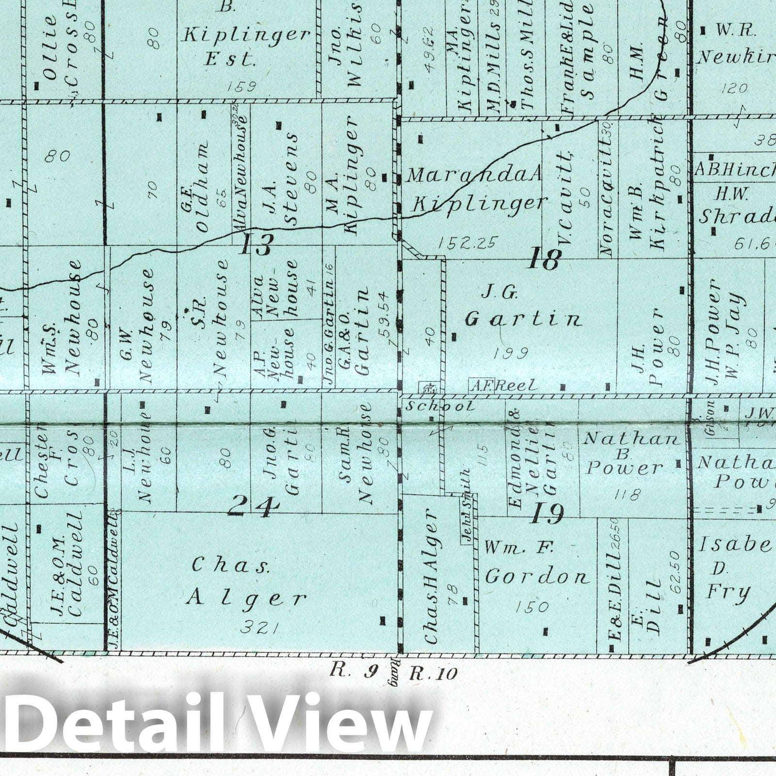Historic Map : 1908 Jackson Township, Rush County, Indiana. Earl City. Richland. Manilla. - Vintage Wall Art