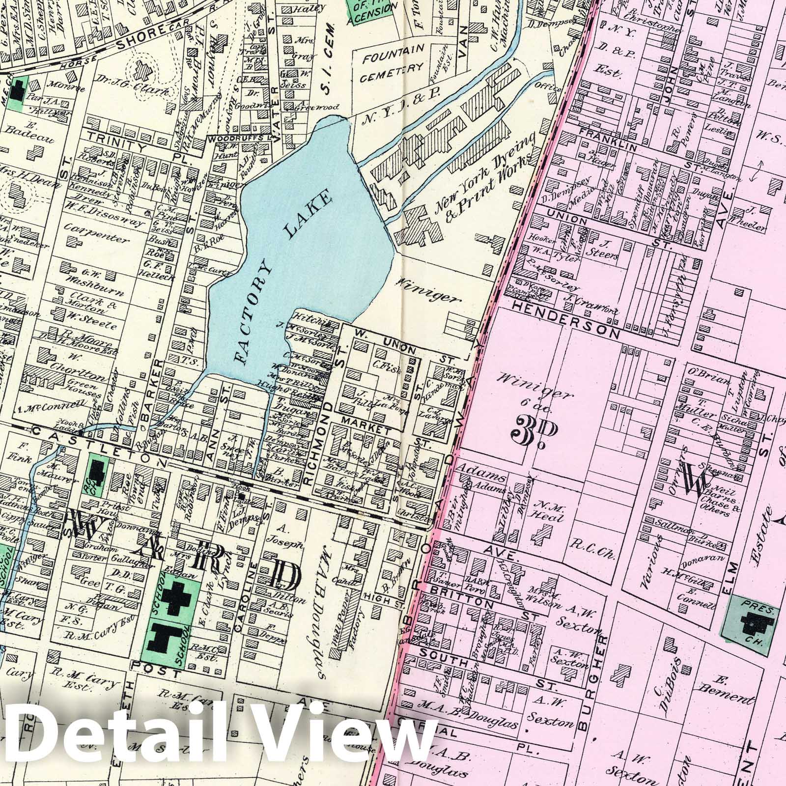 Historic Map : 1887 Section D. West New Brighton. (Staten Island, New York). - Vintage Wall Art