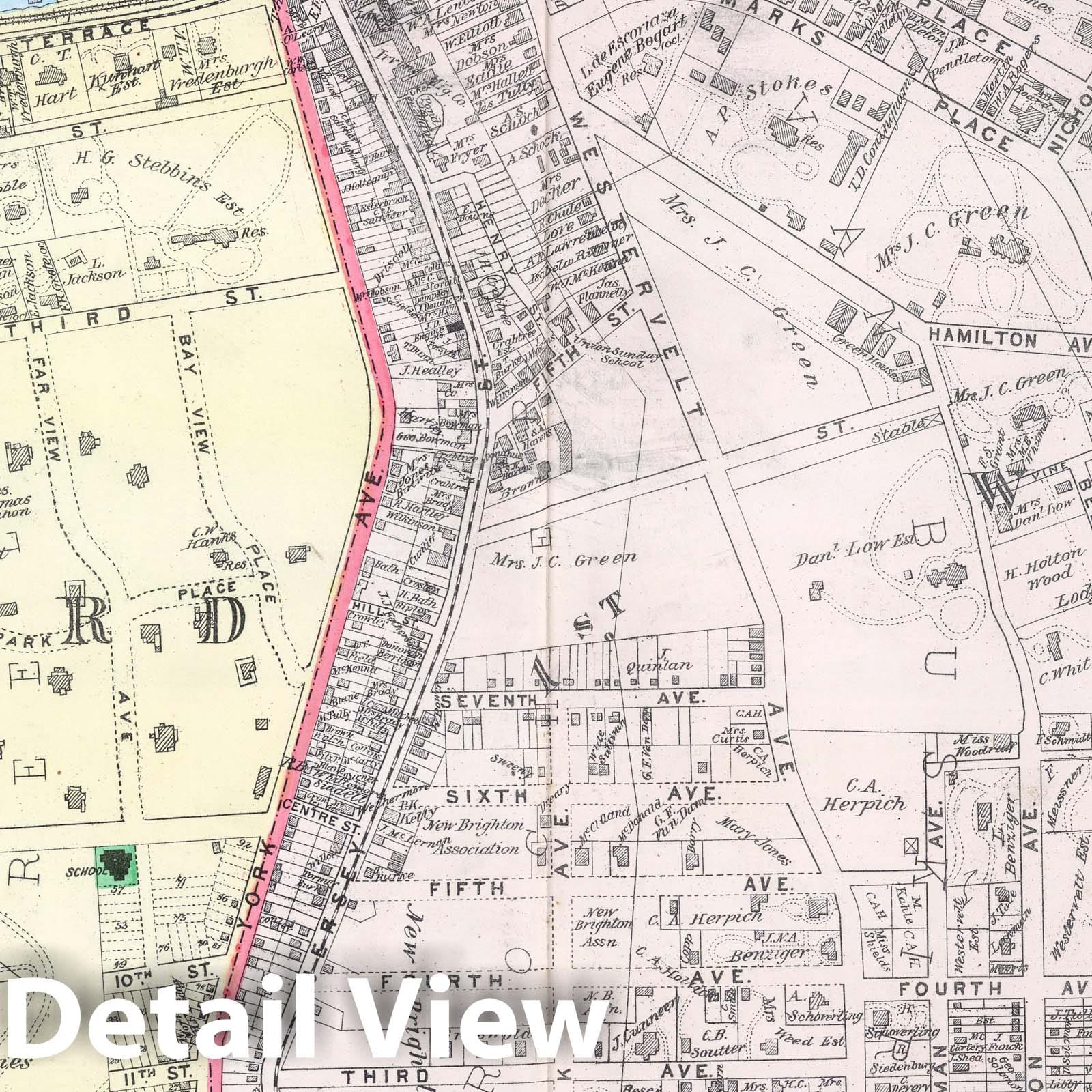 Historic Map : 1887 Section F. New Brighton. (Staten Island, New York). - Vintage Wall Art