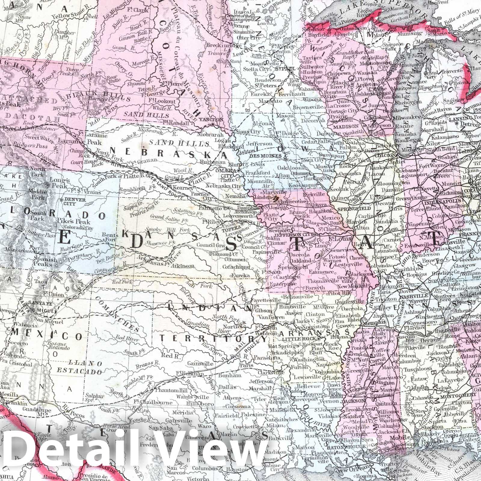 Historic Map : 1865 Map of the United States, and Territories. together with Canada &c. - Vintage Wall Art