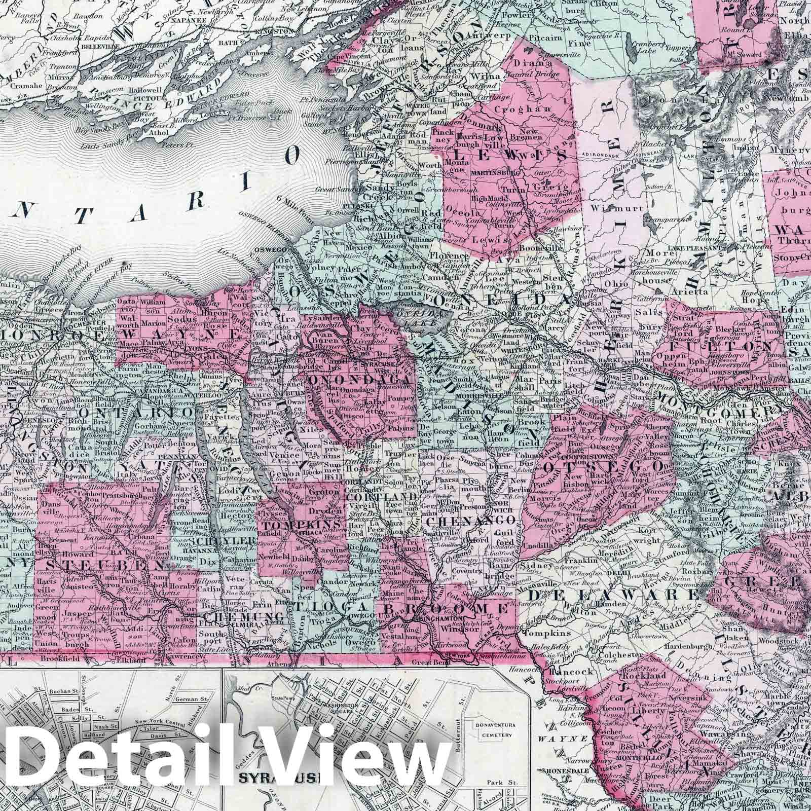 Historic Map : 1864 New York (state) - Vintage Wall Art