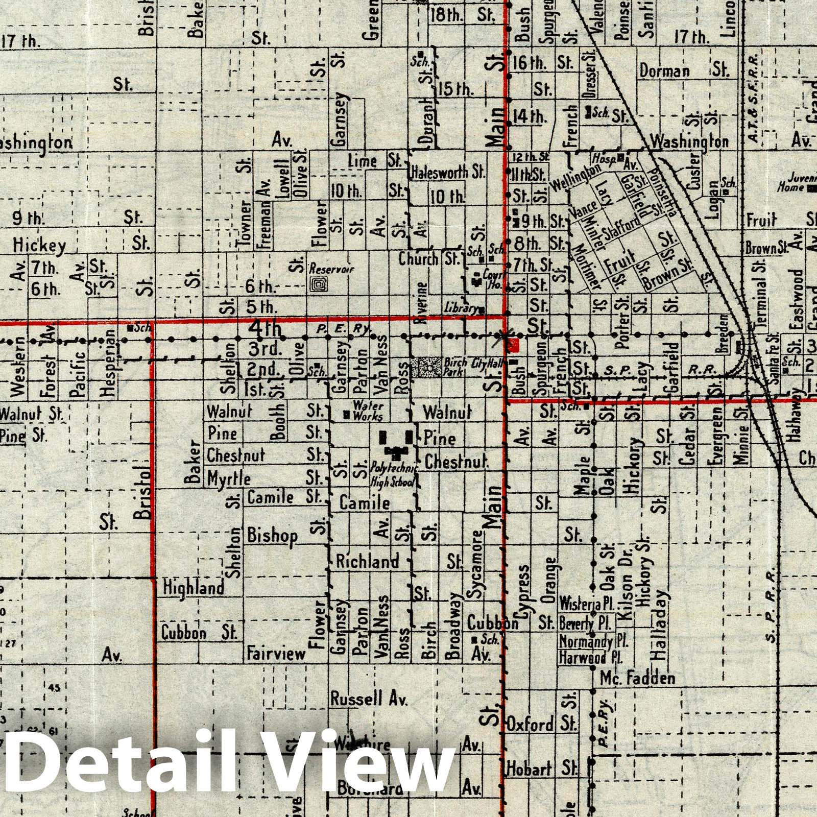 Historic Map : Santa Ana, California, 1923 Santa Ana, California , Vintage Wall Art