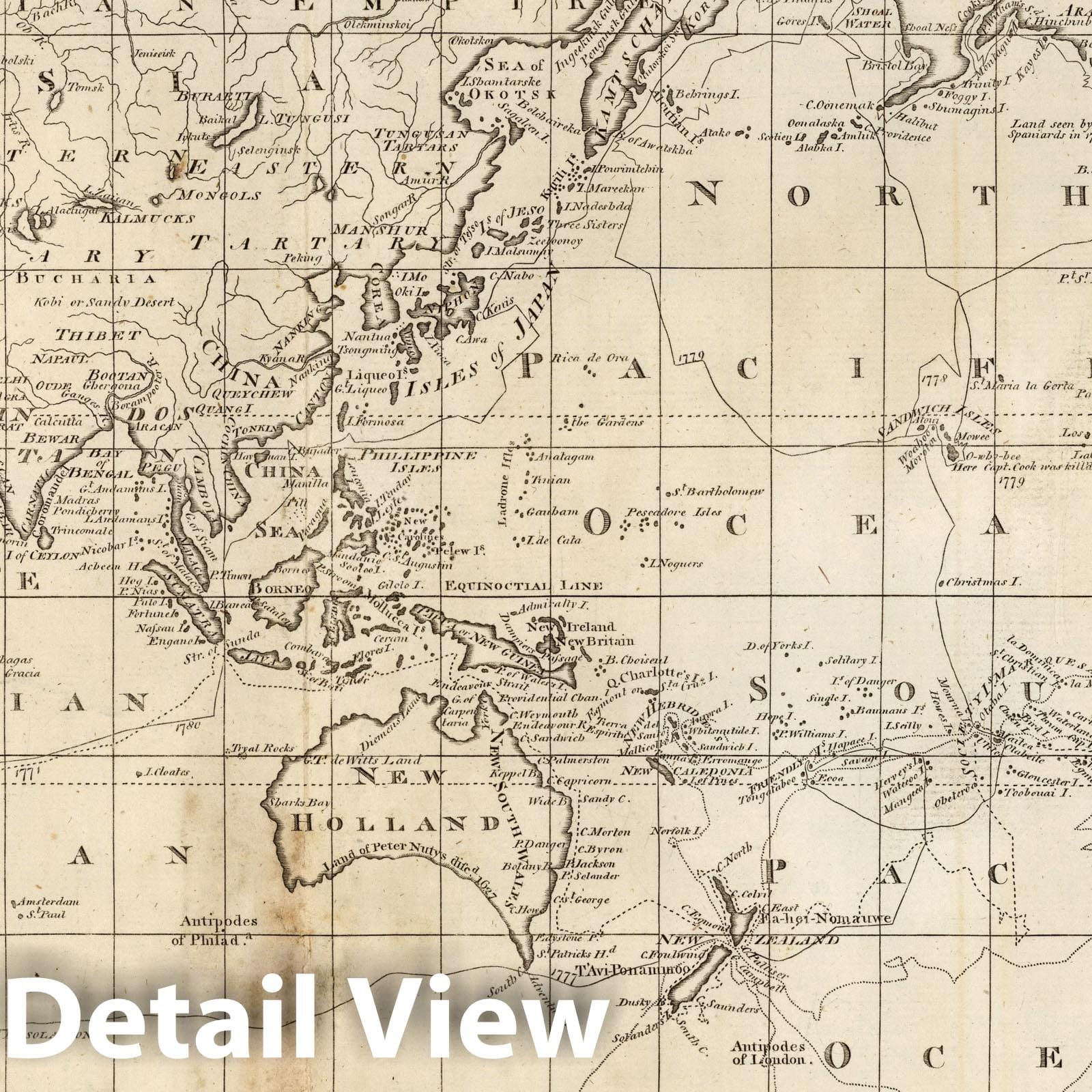 Historic Map : 1795 A Chart of The World According to Mercators Projection. - Vintage Wall Art